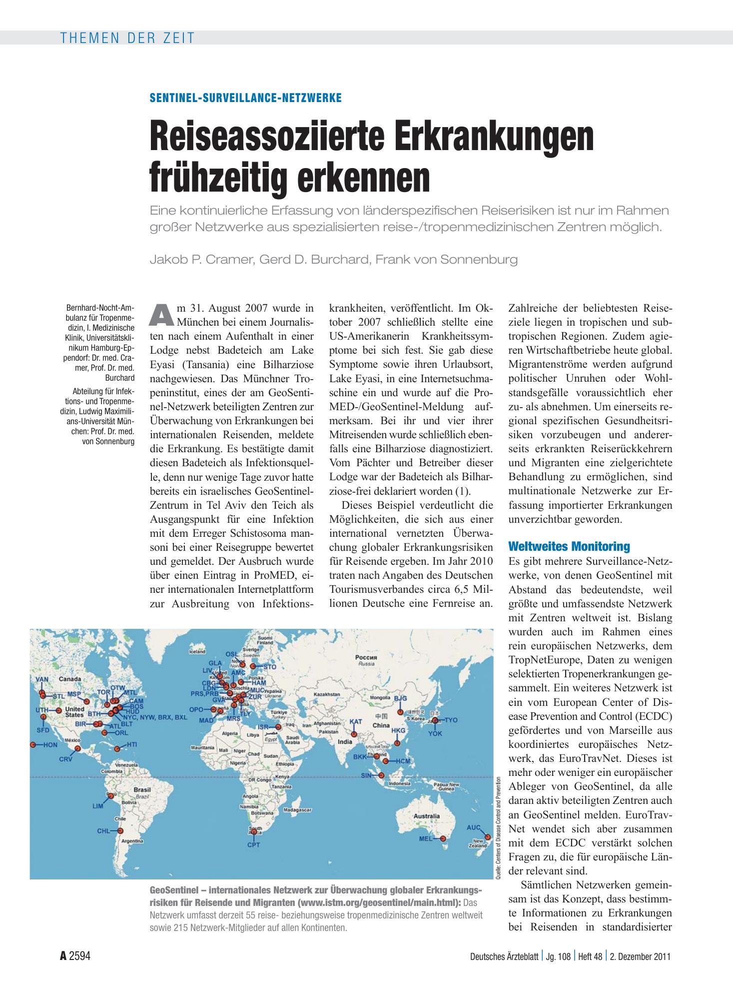 Vorschauseite 1: Sentinel-Surveillance-Netzwerke: Reiseassoziierte Erkrankungen frühzeitig erkennen – Deutsches Ärzteblatt