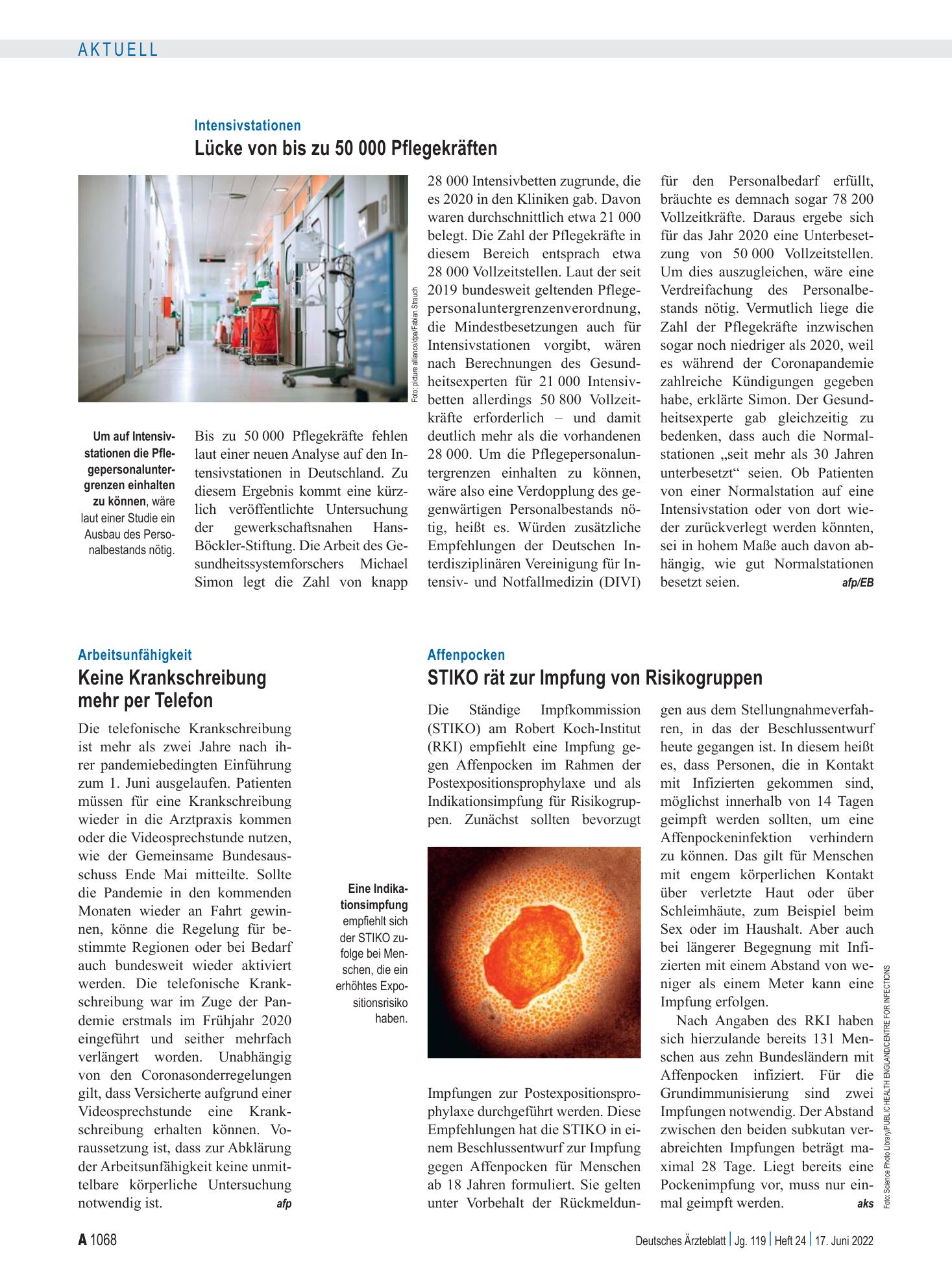 Vorschauseite 1: Arbeitsunfähigkeit: Keine Krankschreibung mehr per Telefon – Deutsches Ärzteblatt