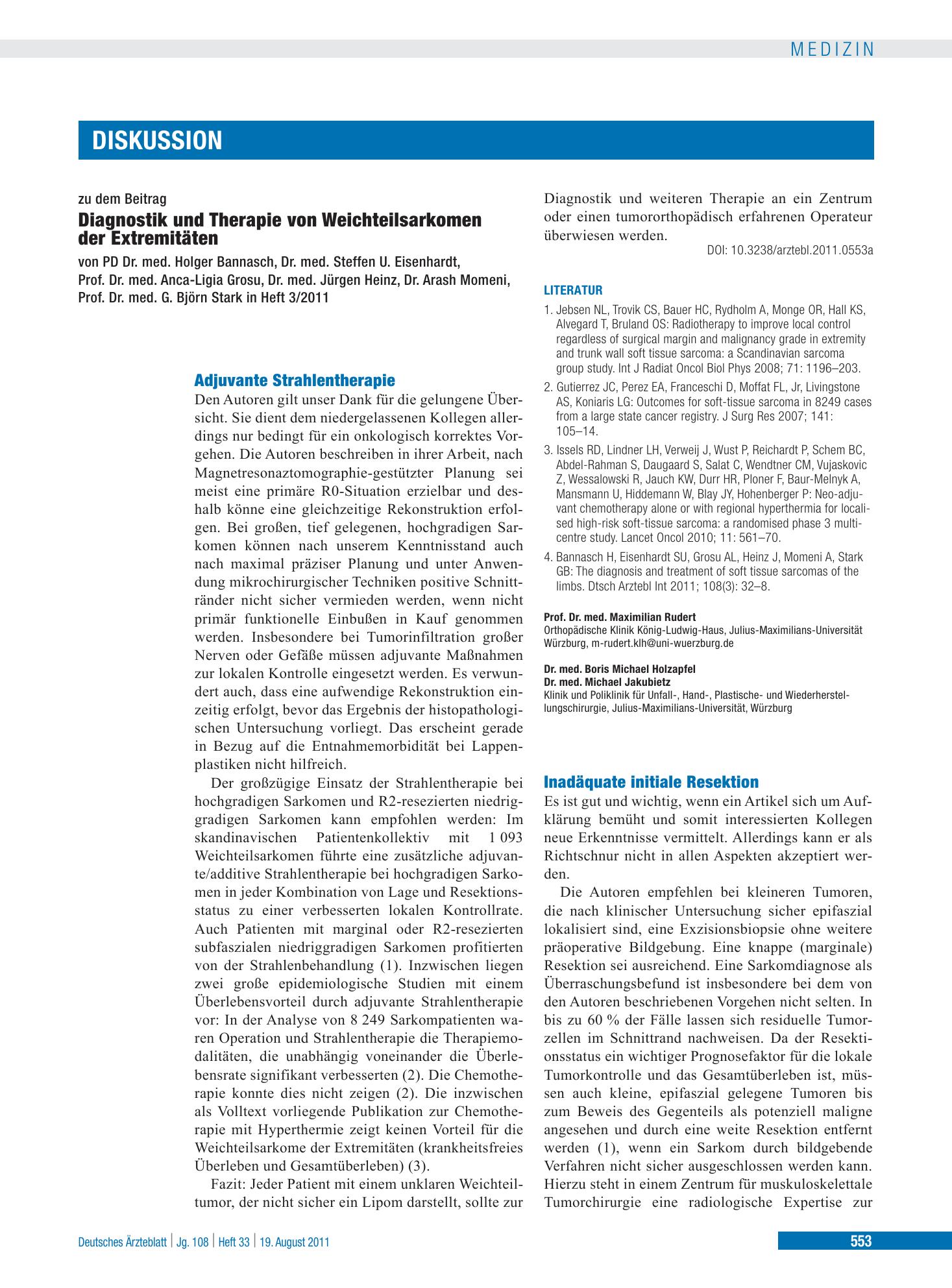 Vorschauseite 1: Inadäquate initiale Resektion – Deutsches Ärzteblatt