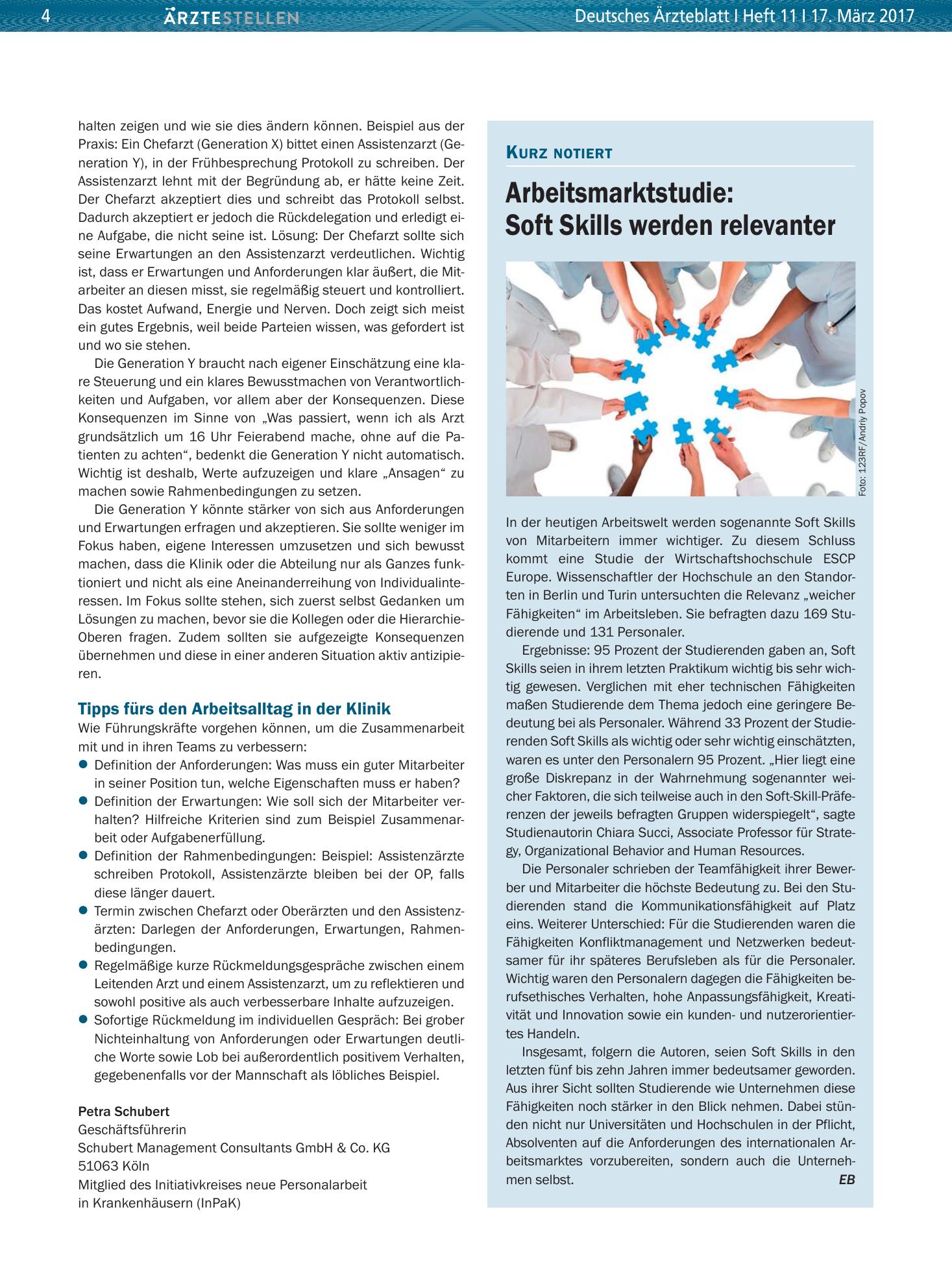 Vorschauseite 1: Arbeitsmarktstudie: Soft Skills werden relevanter – Deutsches Ärzteblatt