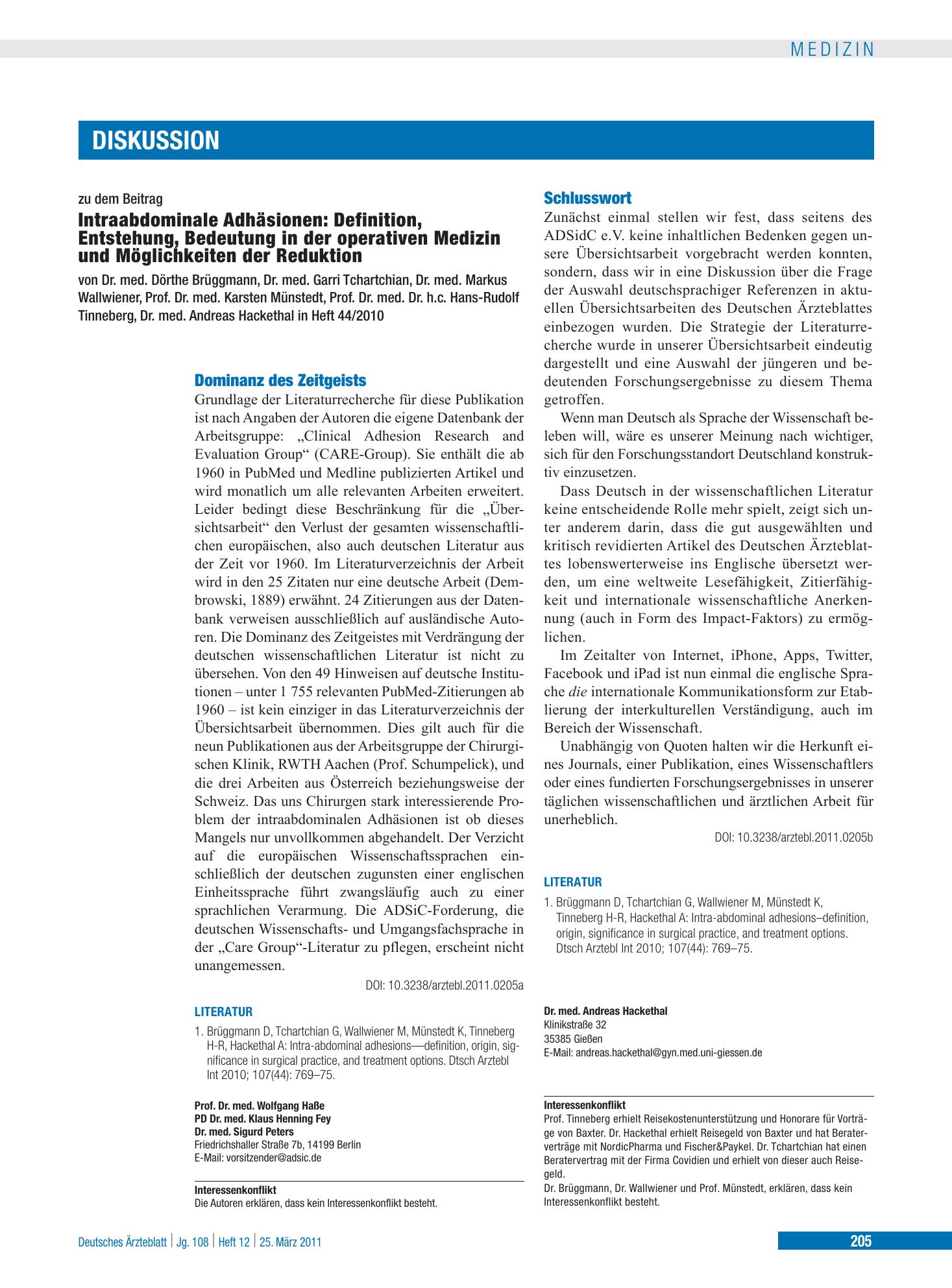 Vorschauseite 1: Schlusswort – Deutsches Ärzteblatt