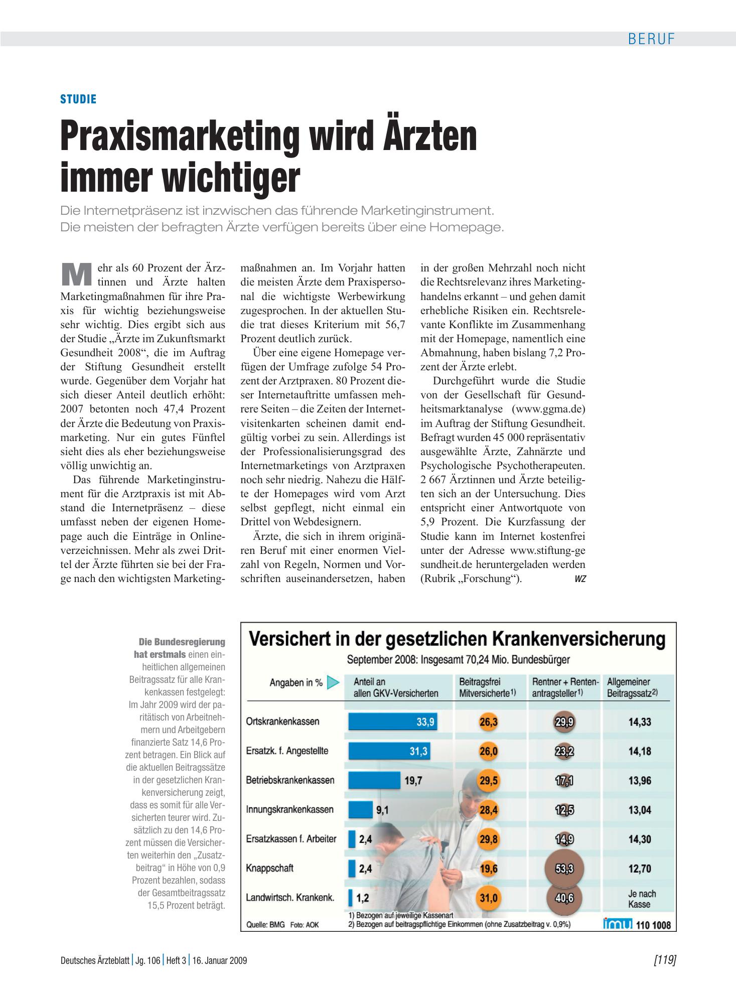 Vorschauseite 1: Studie: Praxismarketing wird Ärzten immer wichtiger – Deutsches Ärzteblatt