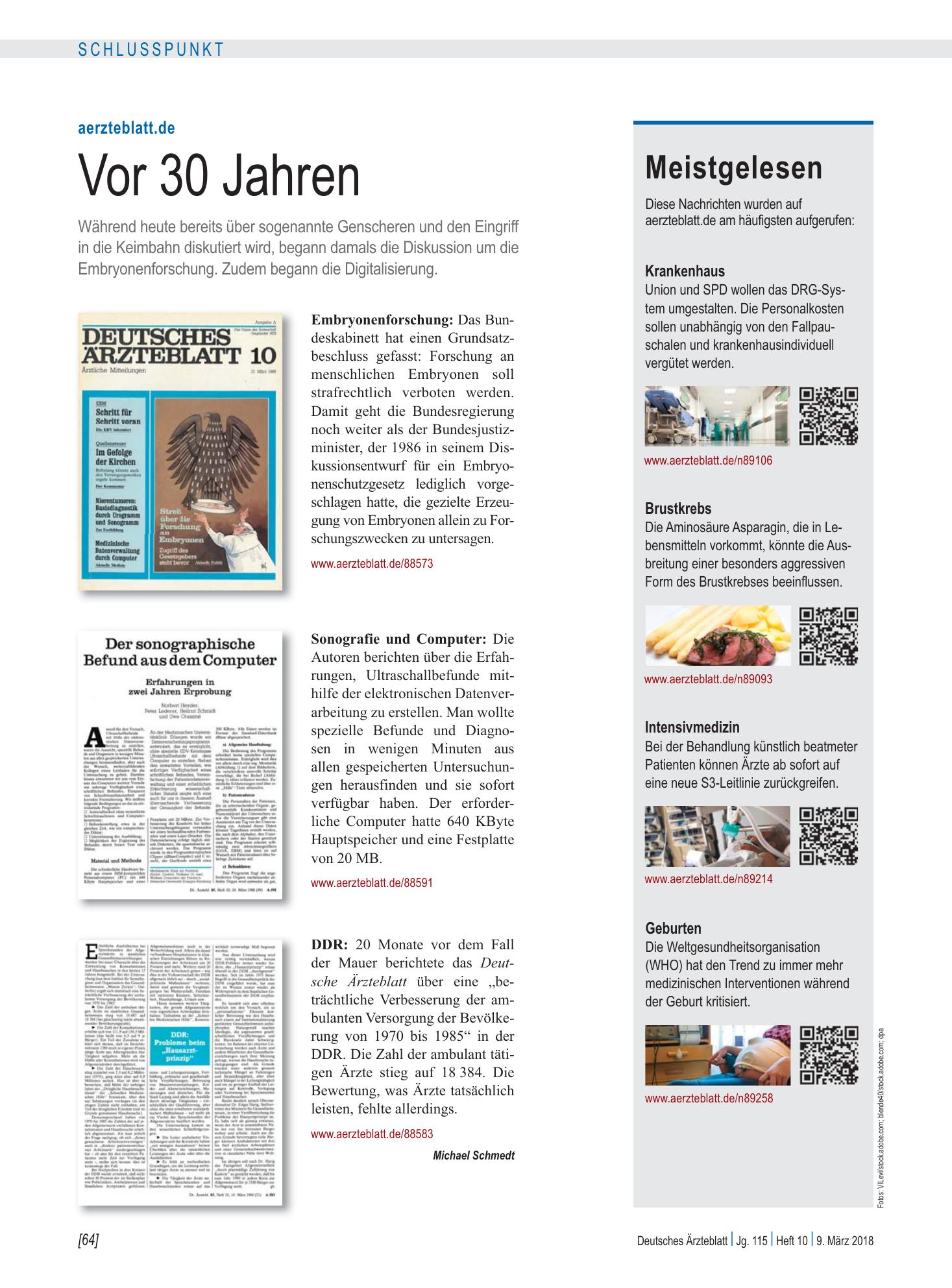 Vorschauseite 1: Meistgelesen – Deutsches Ärzteblatt