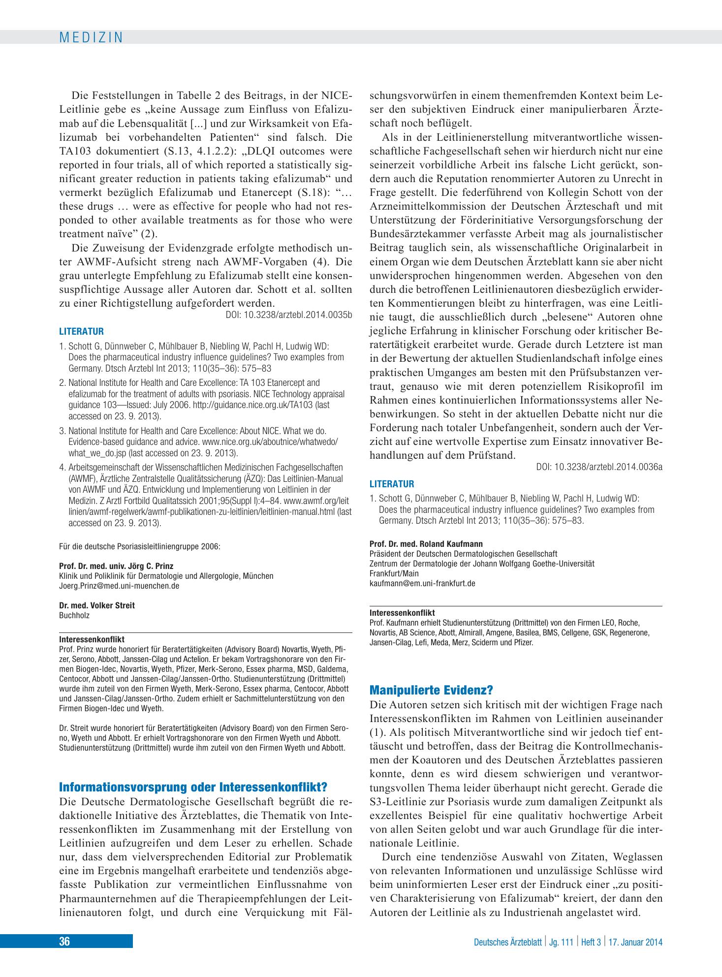 Vorschauseite 1: Manipulierte Evidenz? – Deutsches Ärzteblatt