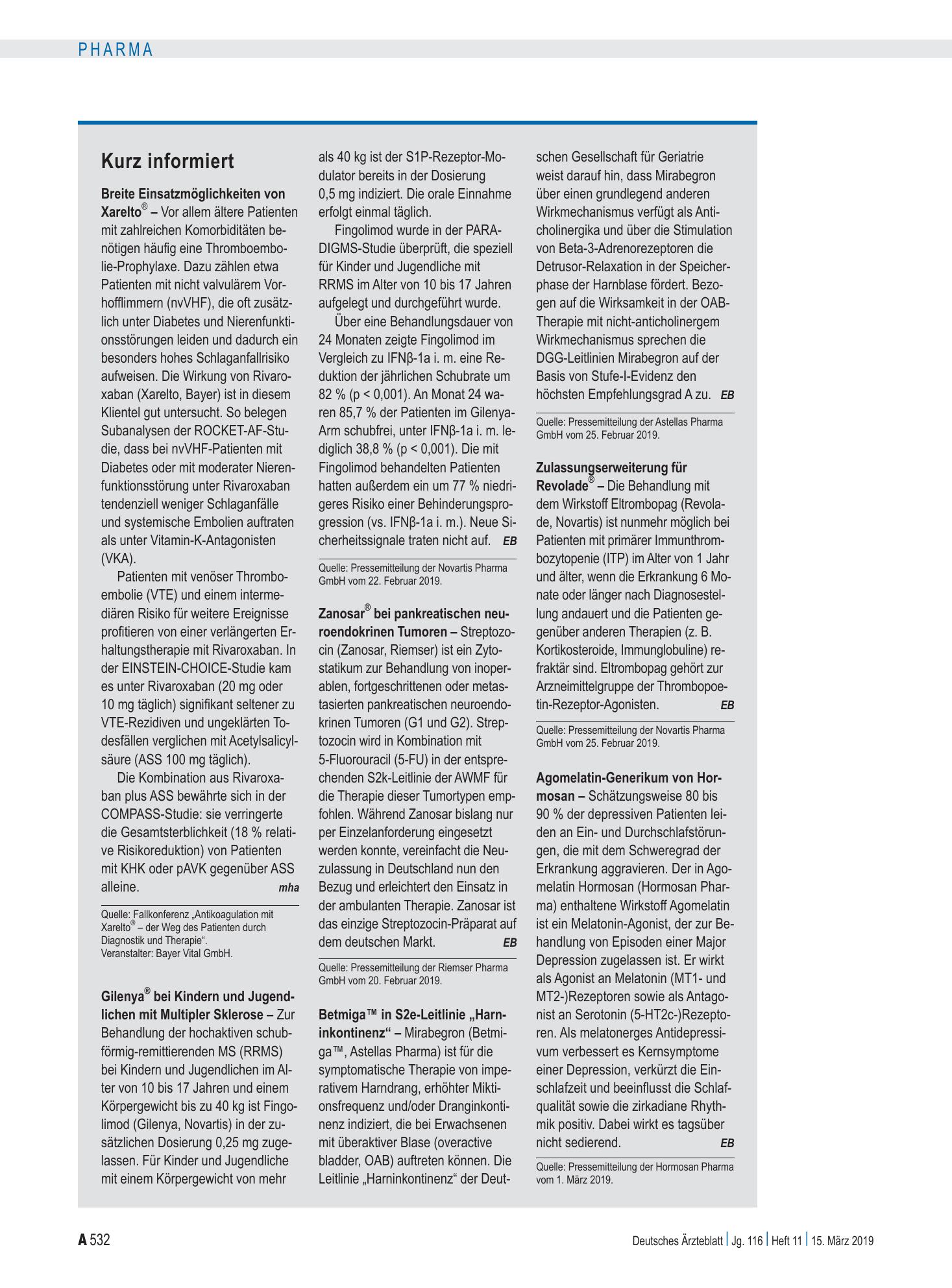 Vorschauseite 1: Kurz informiert – Deutsches Ärzteblatt