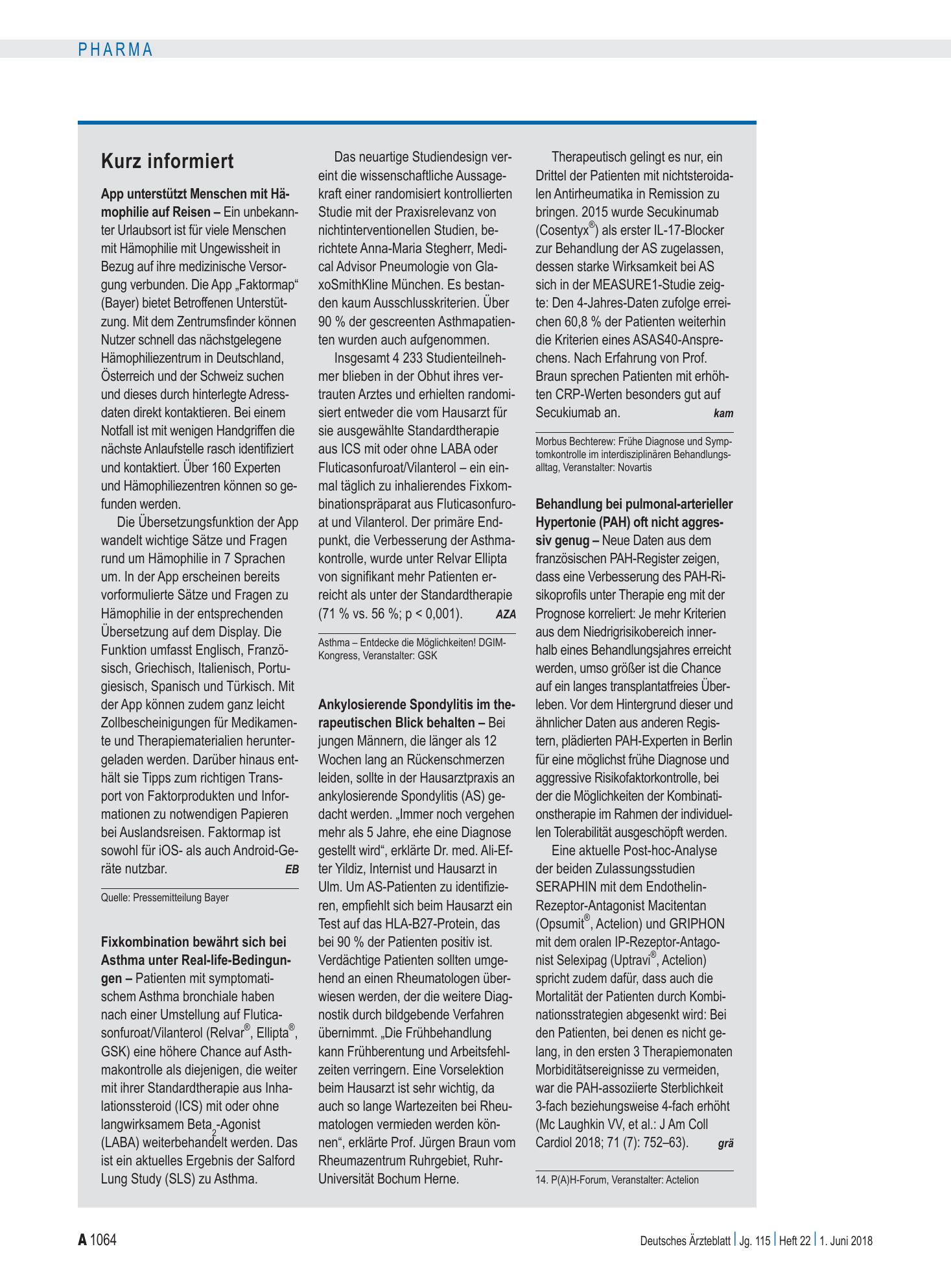 Vorschauseite 1: Kurz informiert – Deutsches Ärzteblatt