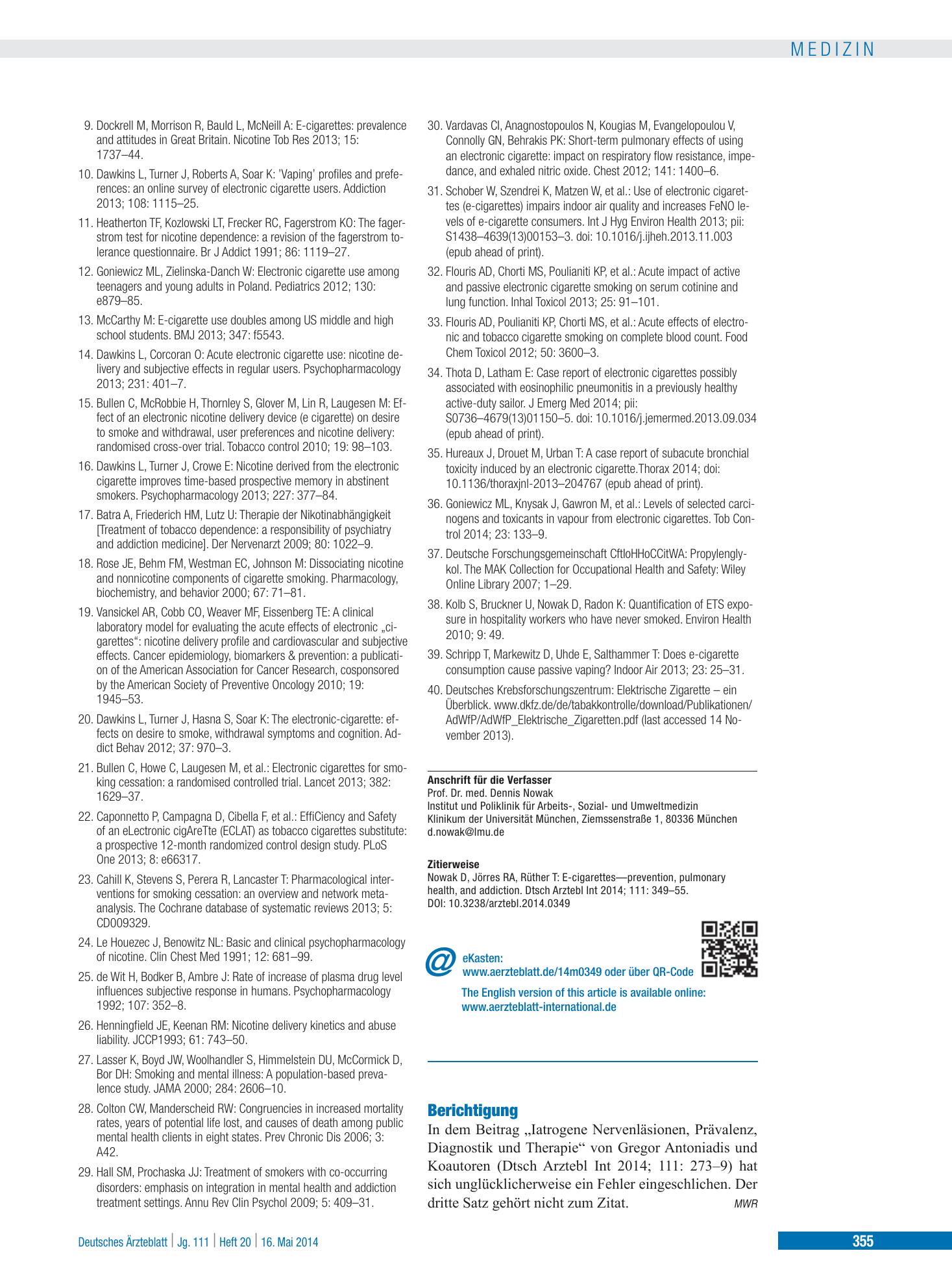 Vorschauseite 1: Berichtigung – Deutsches Ärzteblatt