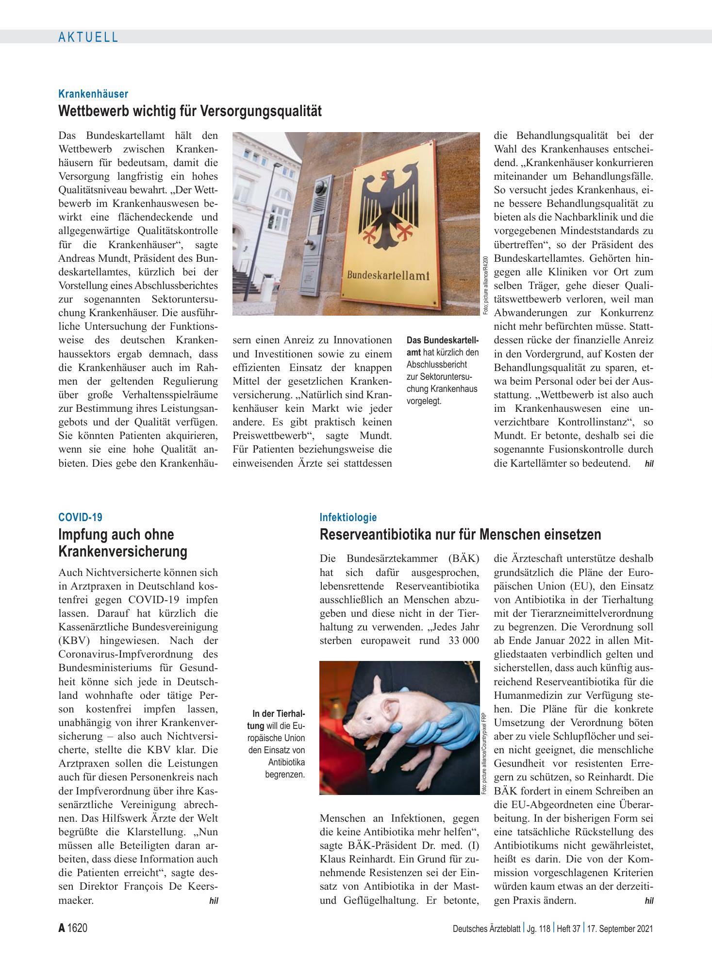Vorschauseite 1: COVID-19: Impfung auch ohne Krankenversicherung – Deutsches Ärzteblatt