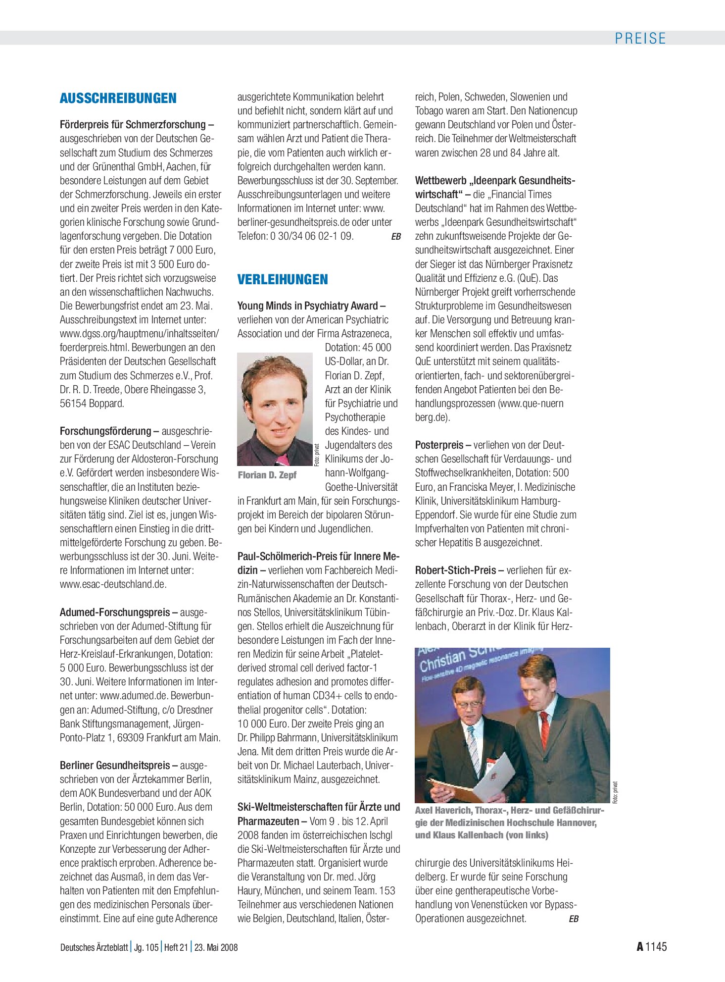 Vorschauseite 1: Ausschreibungen – Deutsches Ärzteblatt