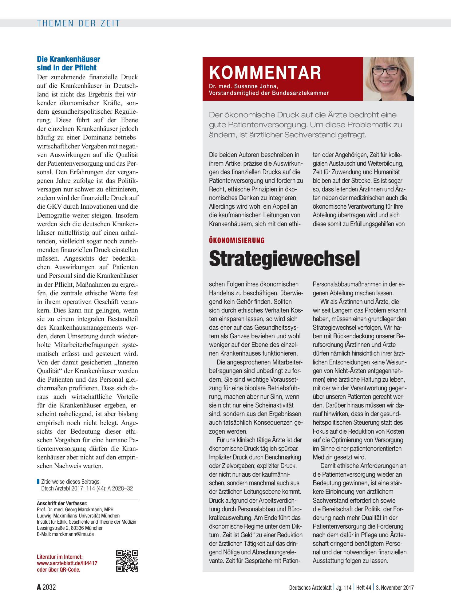 Vorschauseite 1: Ökonomisierung: Strategiewechsel – Deutsches Ärzteblatt