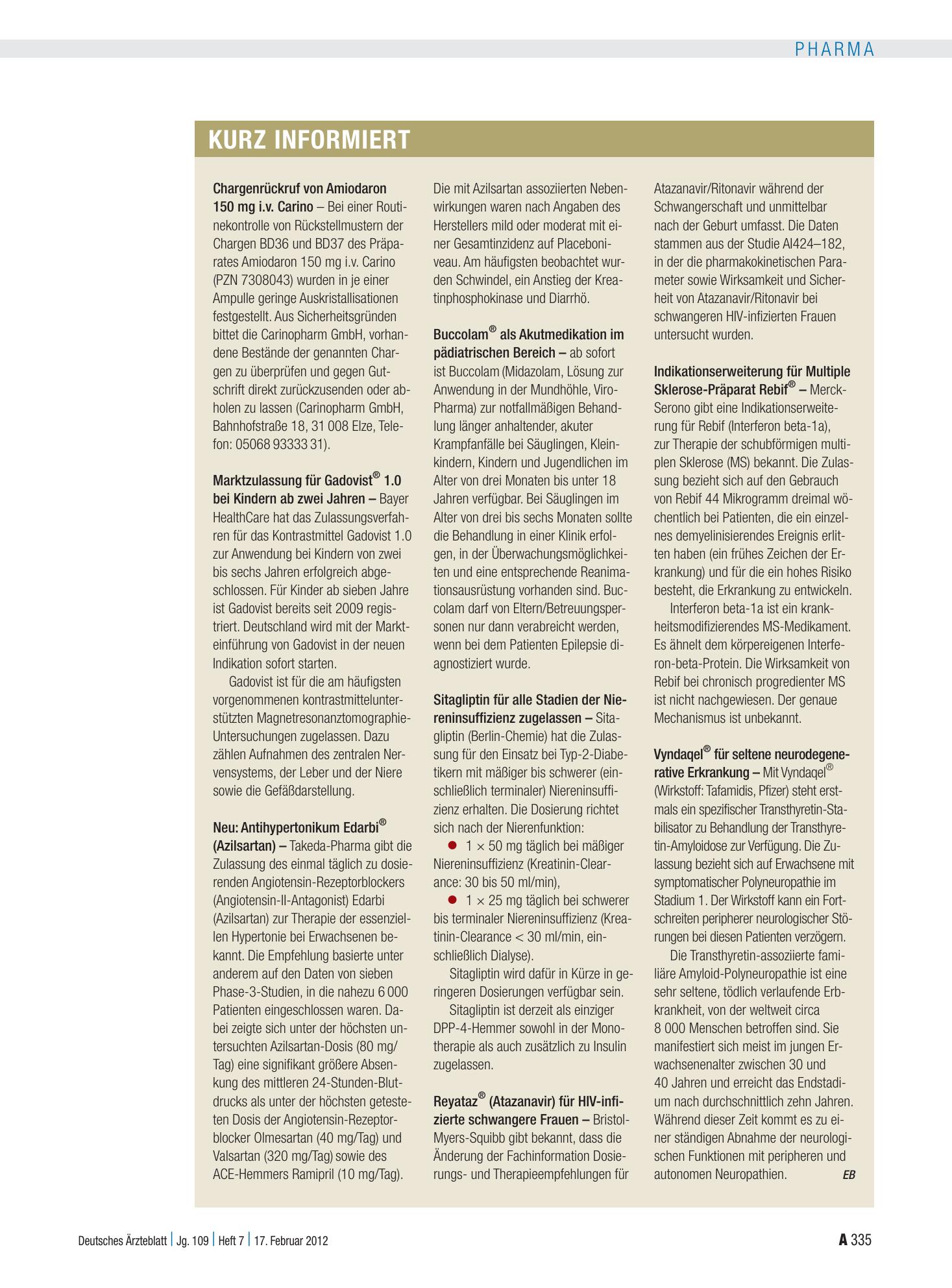 Vorschauseite 1: – Deutsches Ärzteblatt