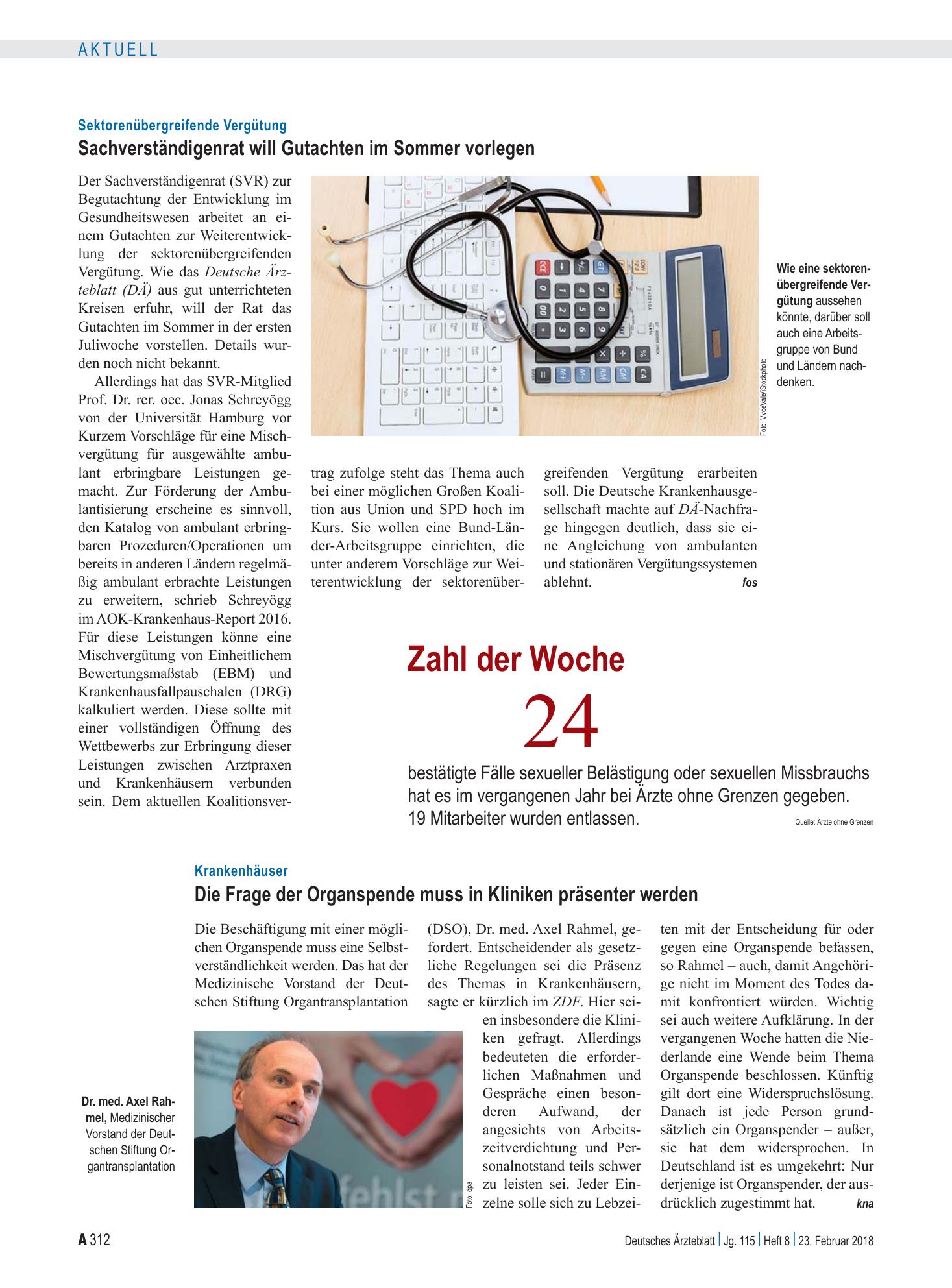 Vorschauseite 1: Zahl der Woche 24 – Deutsches Ärzteblatt
