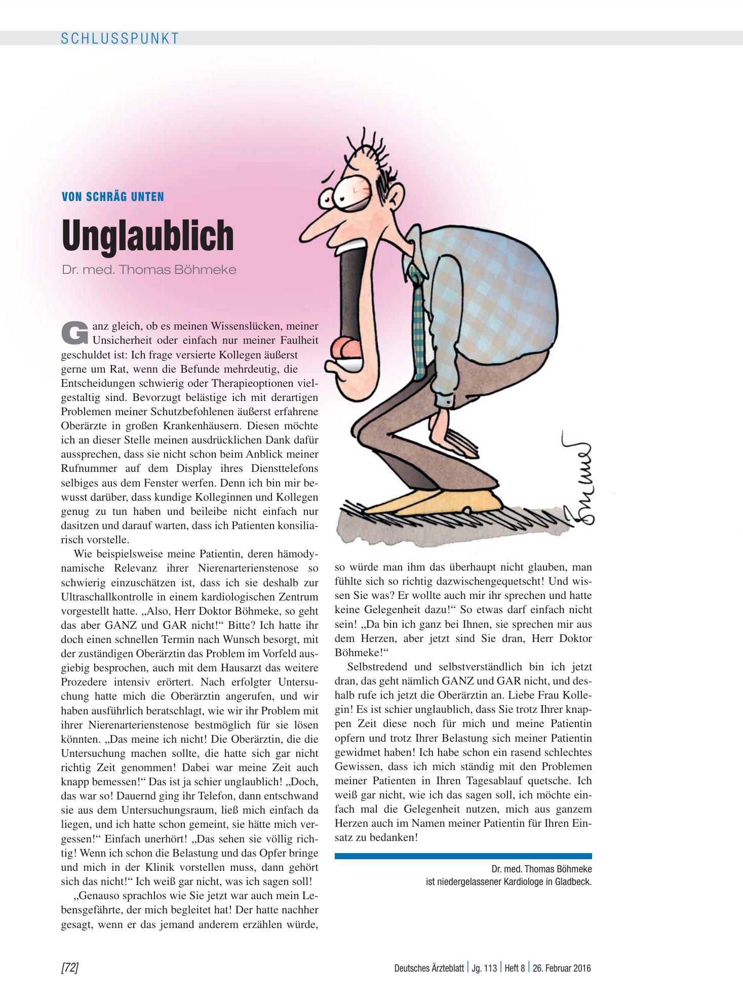 Vorschauseite 1: Von schräg unten: Unglaublich – Deutsches Ärzteblatt