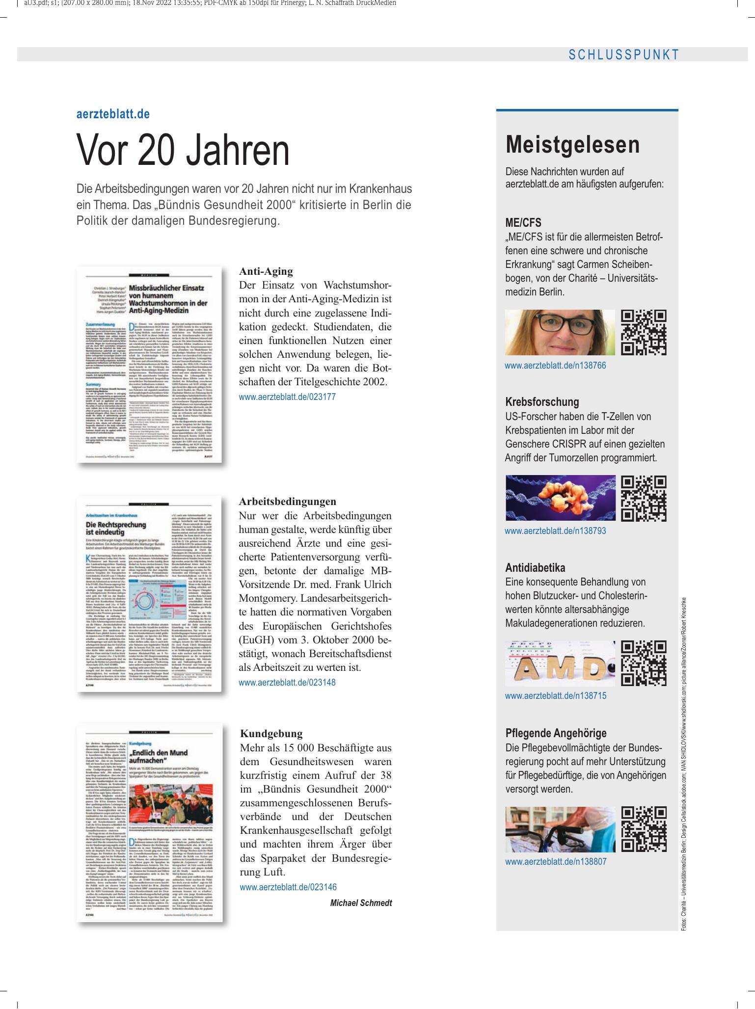Vorschauseite 1: Meistgelesen – Deutsches Ärzteblatt