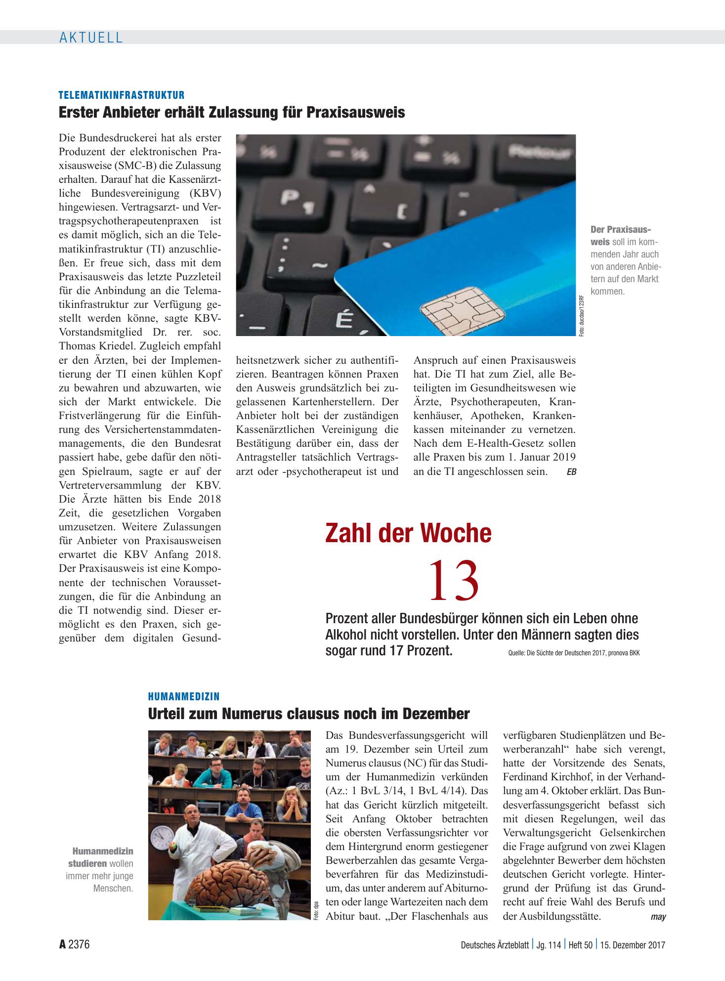 Vorschauseite 1: Zahl der Woche 13 – Deutsches Ärzteblatt
