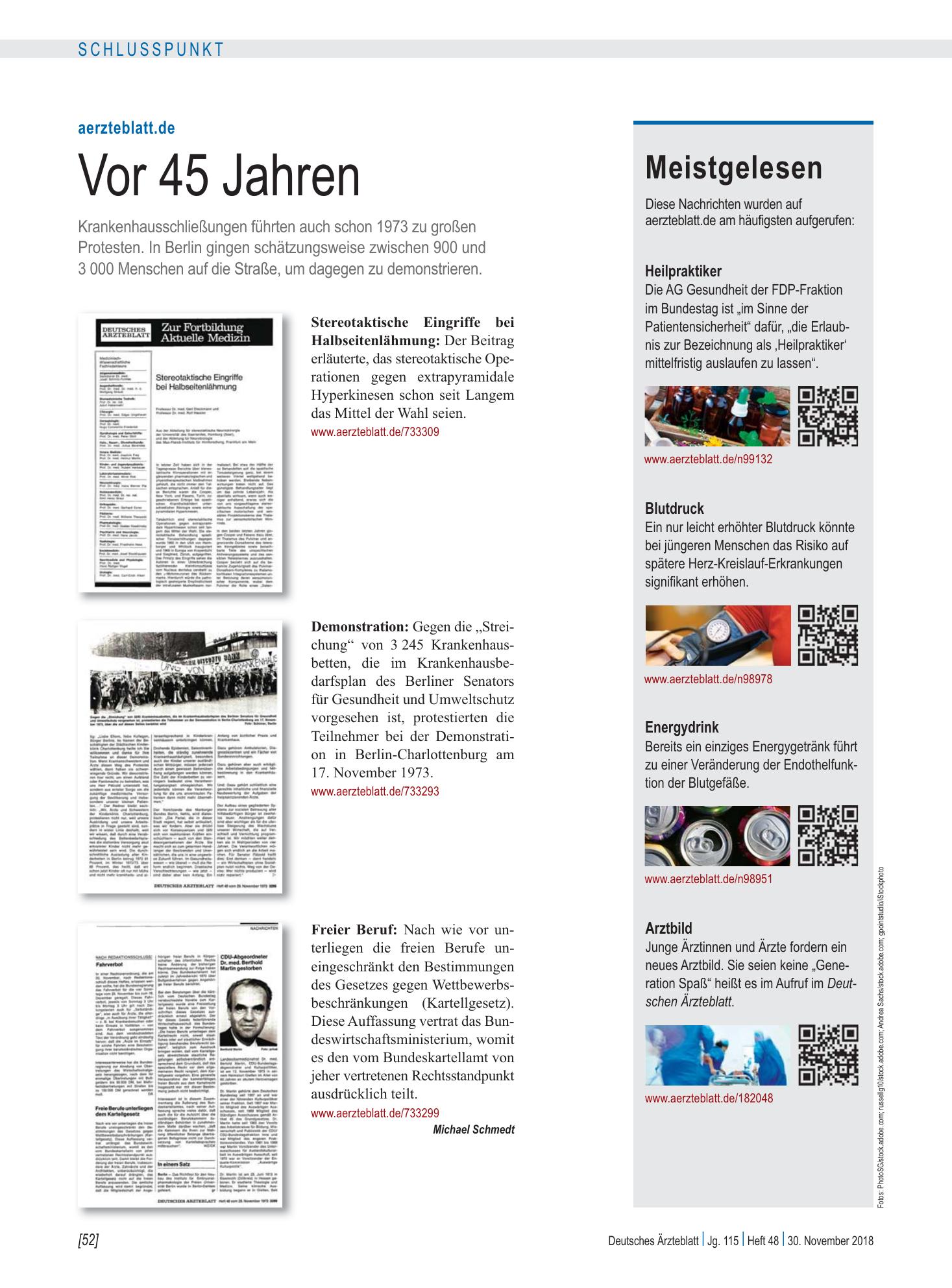 Vorschauseite 1: Meistgelesen – Deutsches Ärzteblatt