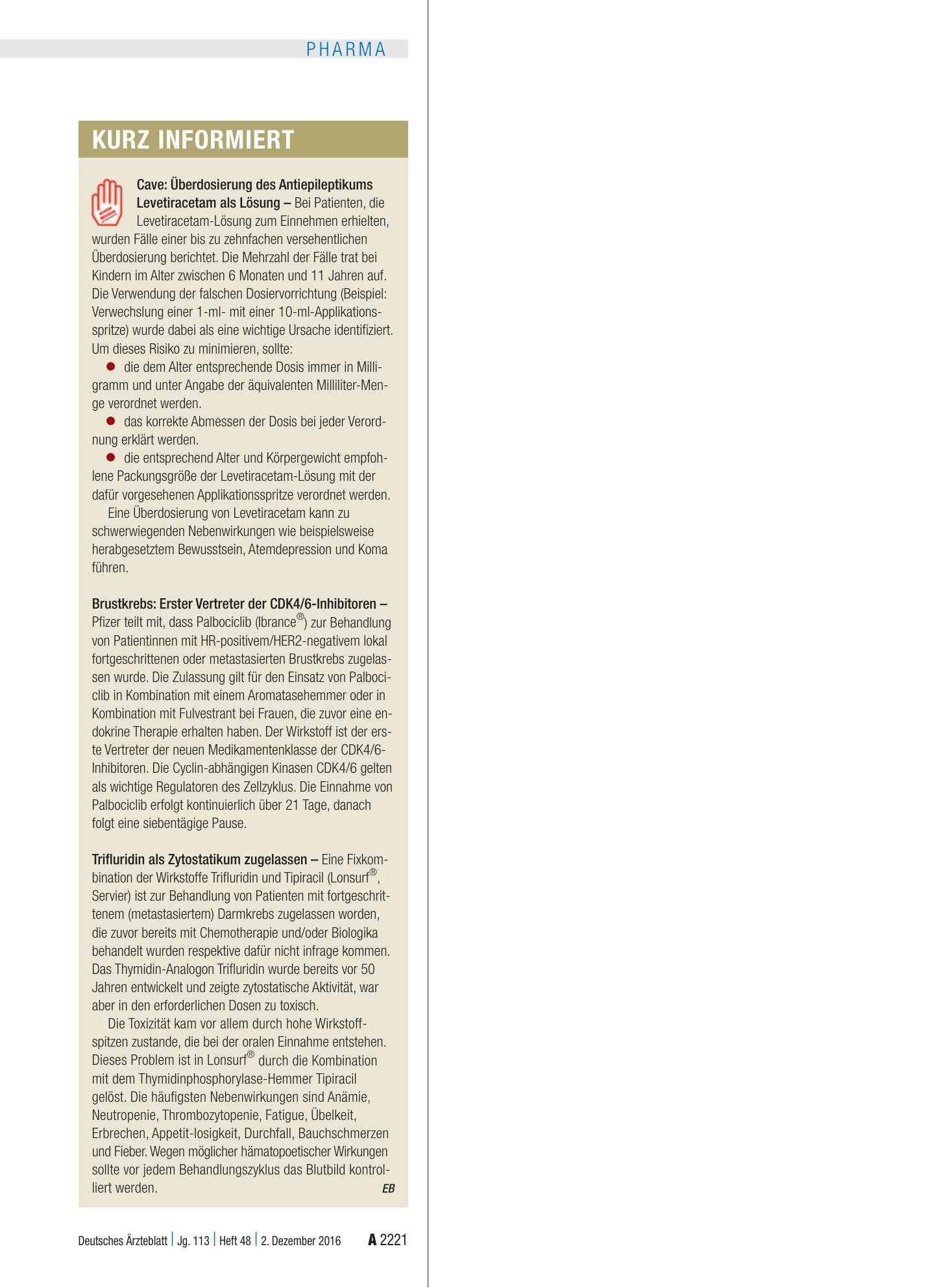 Vorschauseite 1: Kurz informiert – Deutsches Ärzteblatt
