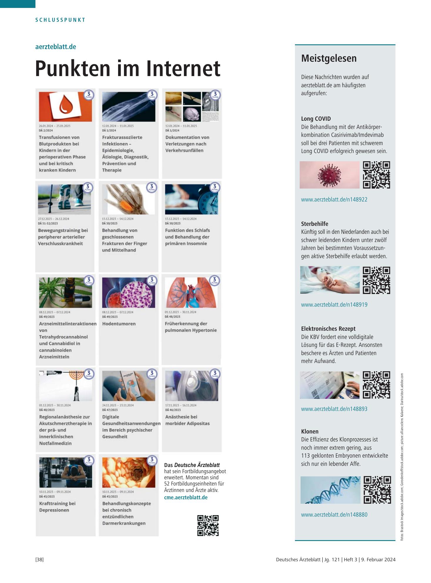 Vorschauseite 1: Meistgelesen – Deutsches Ärzteblatt
