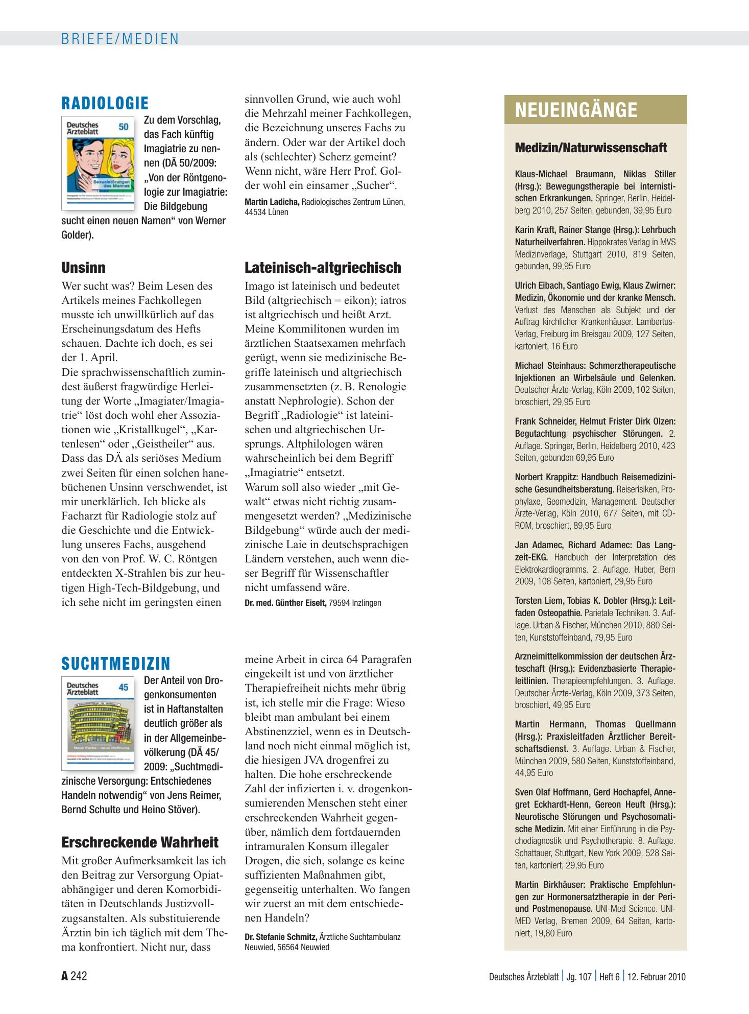 Vorschauseite 1: Radiologie: Unsinn – Deutsches Ärzteblatt
