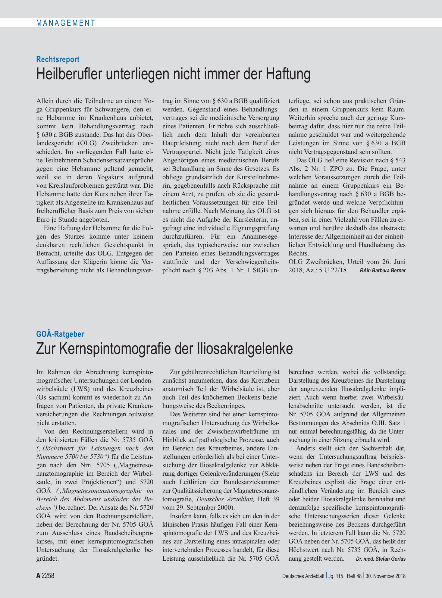 Vorschauseite 1: Rechtsreport: Heilberufler unterliegen nicht immer der Haftung – Deutsches Ärzteblatt