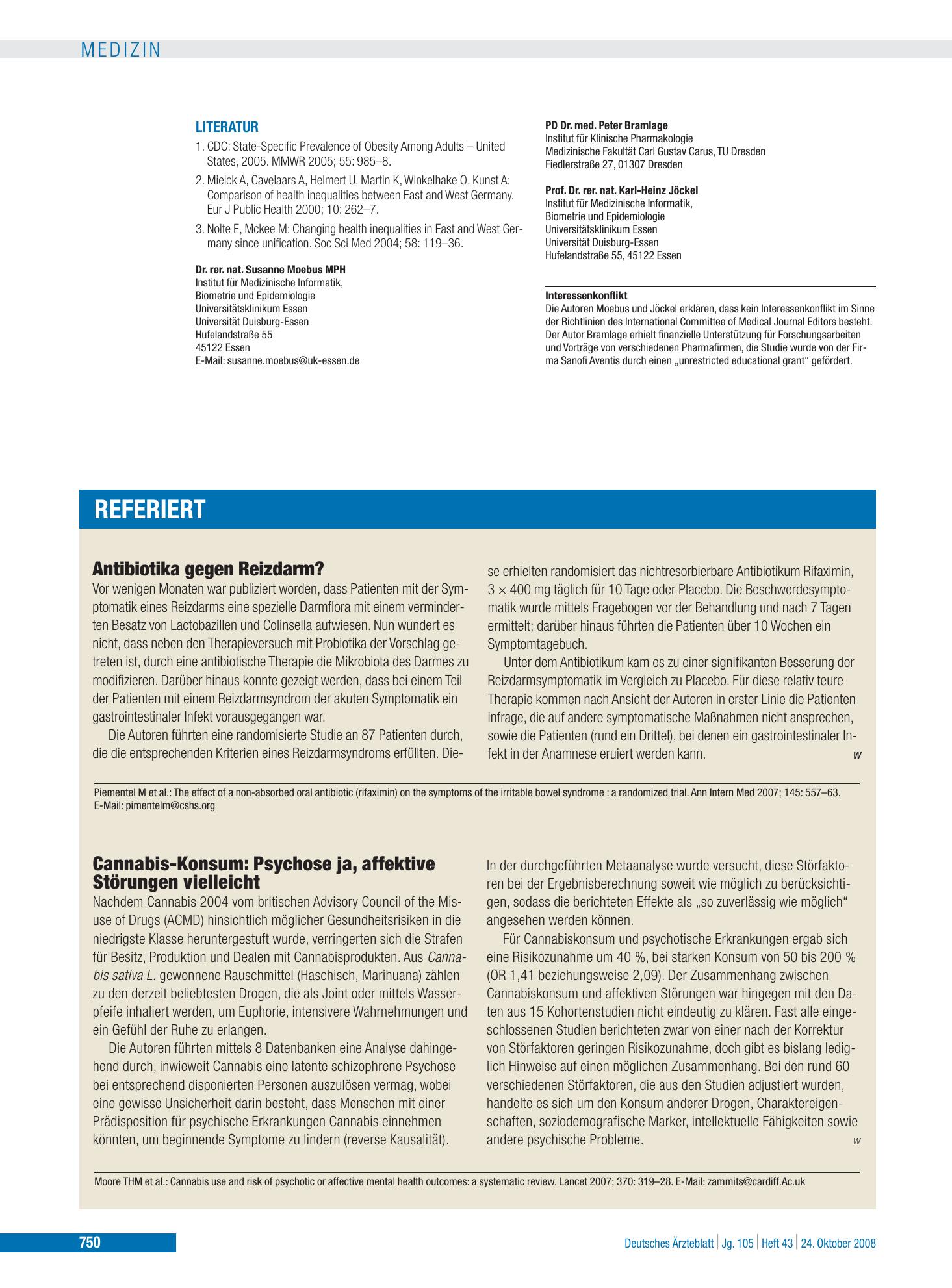 Vorschauseite 1: Antibiotika gegen Reizdarm? – Deutsches Ärzteblatt