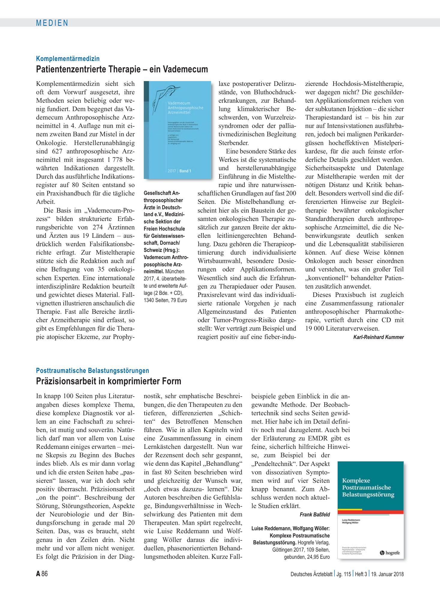 Vorschauseite 1: Komplementärmedizin: Patientenzentrierte Therapie – ein Vademecum – Deutsches Ärzteblatt