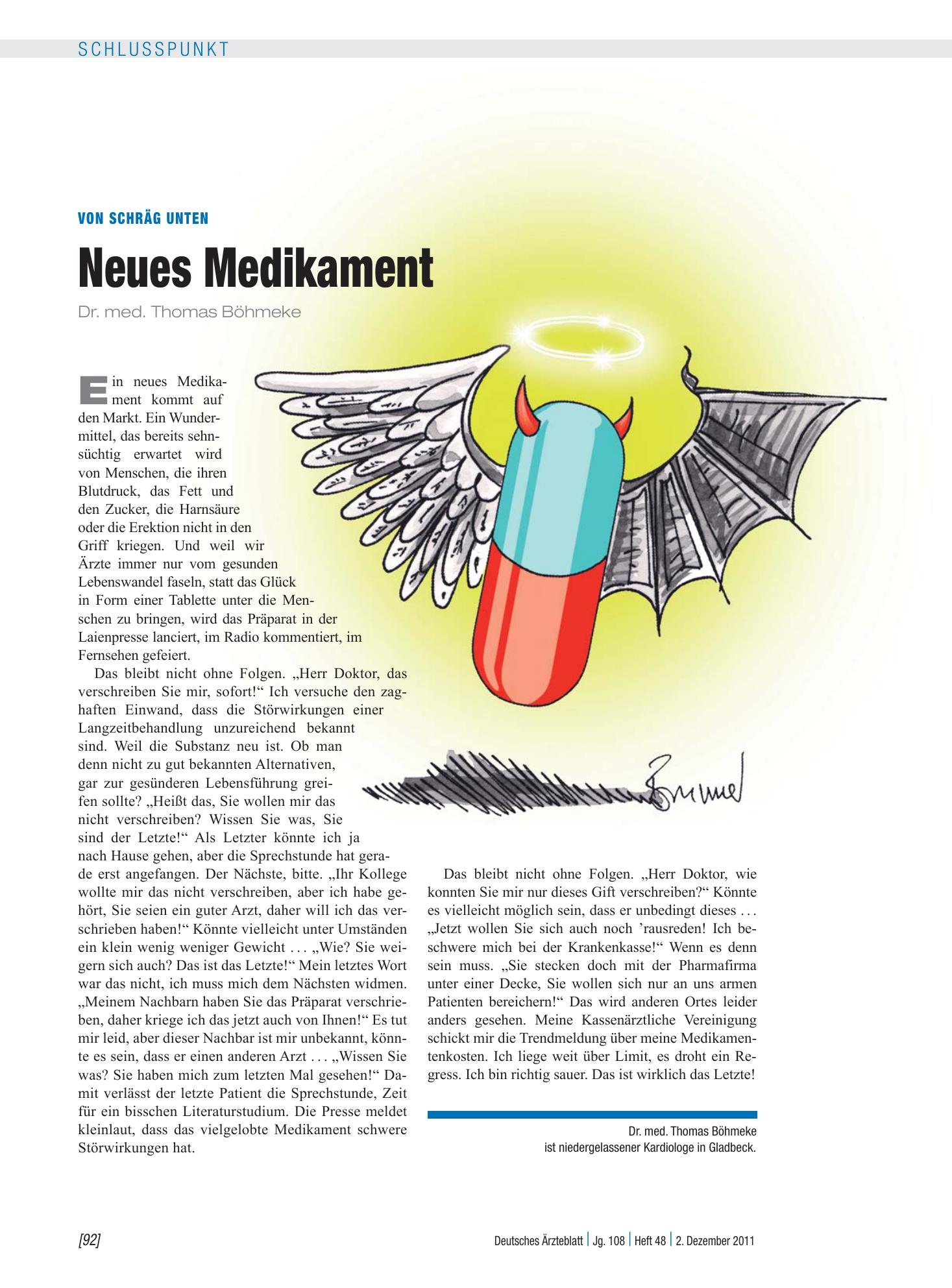 Vorschauseite 1: Von Schräg unten: Neues Medikament – Deutsches Ärzteblatt