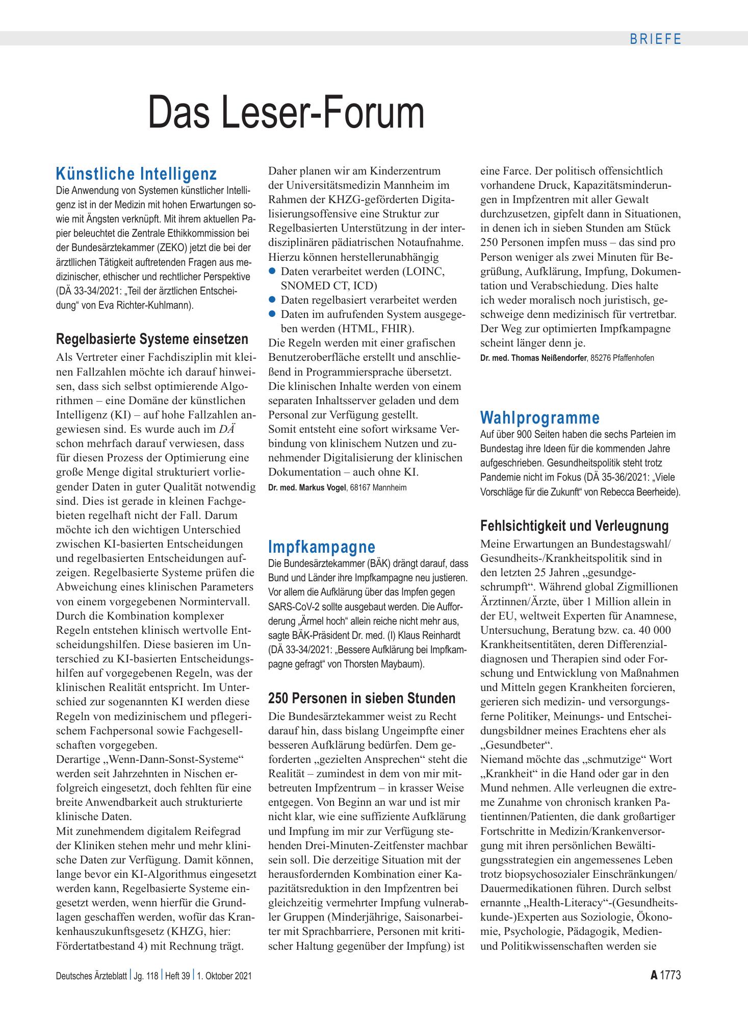 Vorschauseite 1: Künstliche Intelligenz: Regelbasierte Systeme einsetzen – Deutsches Ärzteblatt