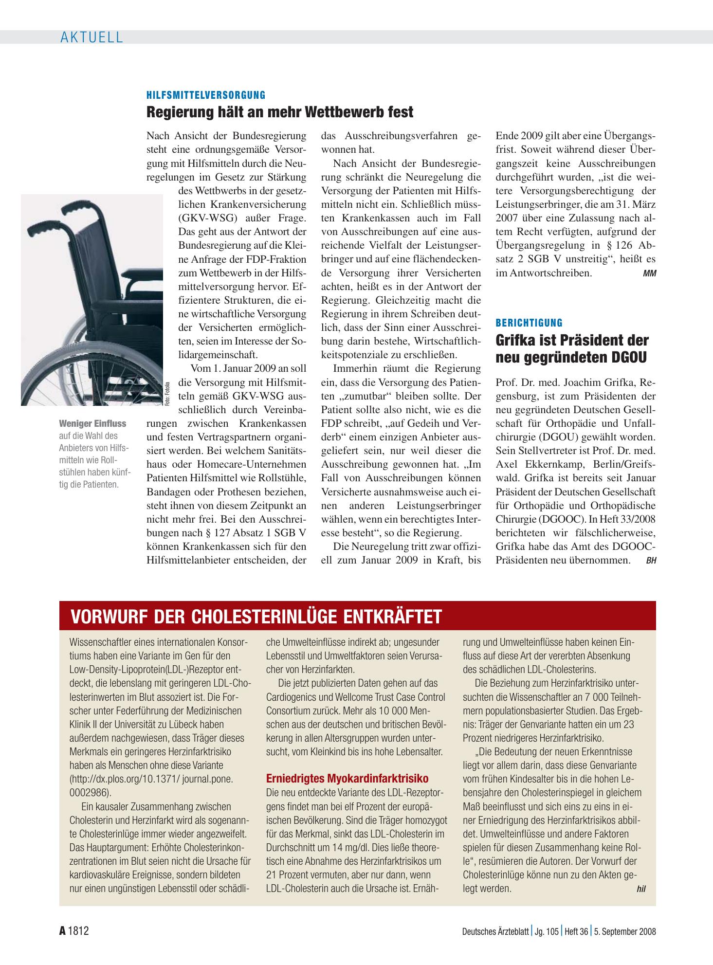 Vorschauseite 1: Vorwurf der Cholesterinlüge entkräftet – Deutsches Ärzteblatt