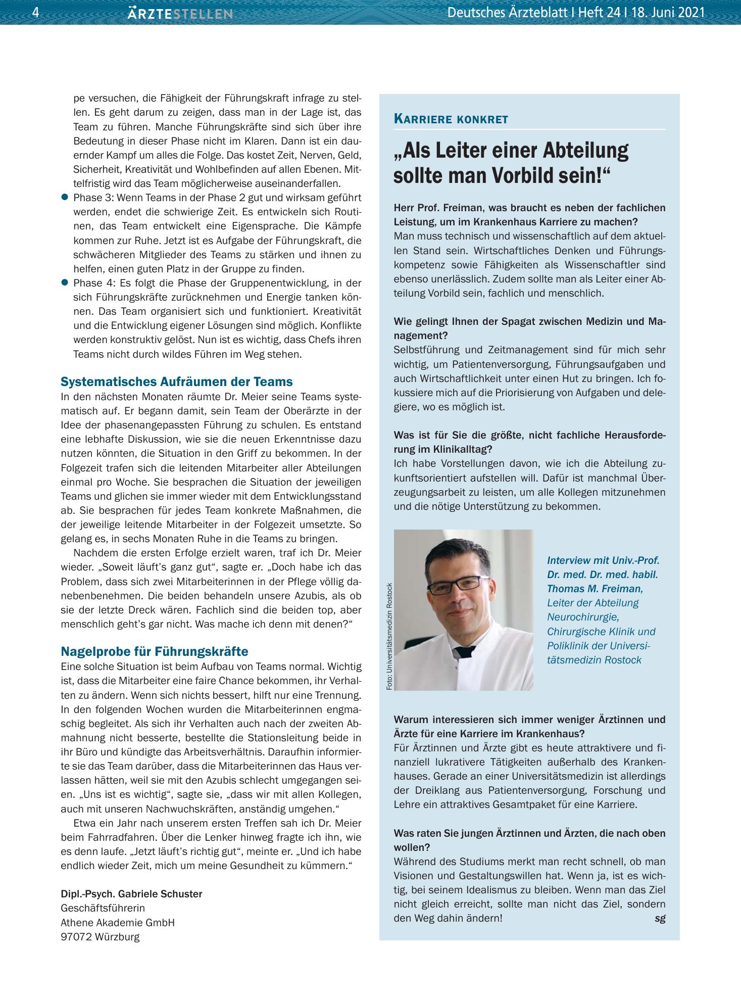 Vorschauseite 1: „Als Leiter einer Abteilung sollte man Vorbild sein!“ – Deutsches Ärzteblatt