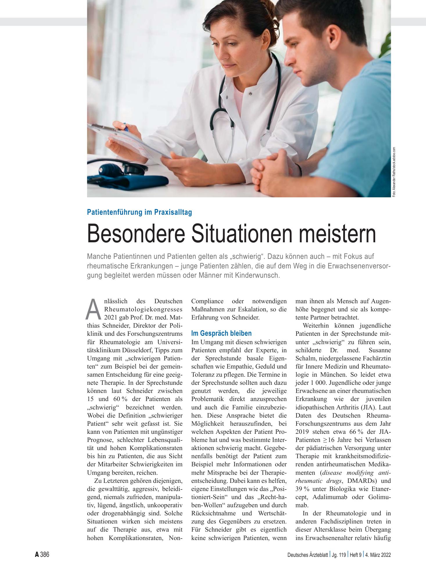 Vorschauseite 1: Patientenführung im Praxisalltag: Besondere Situationen meistern – Deutsches Ärzteblatt