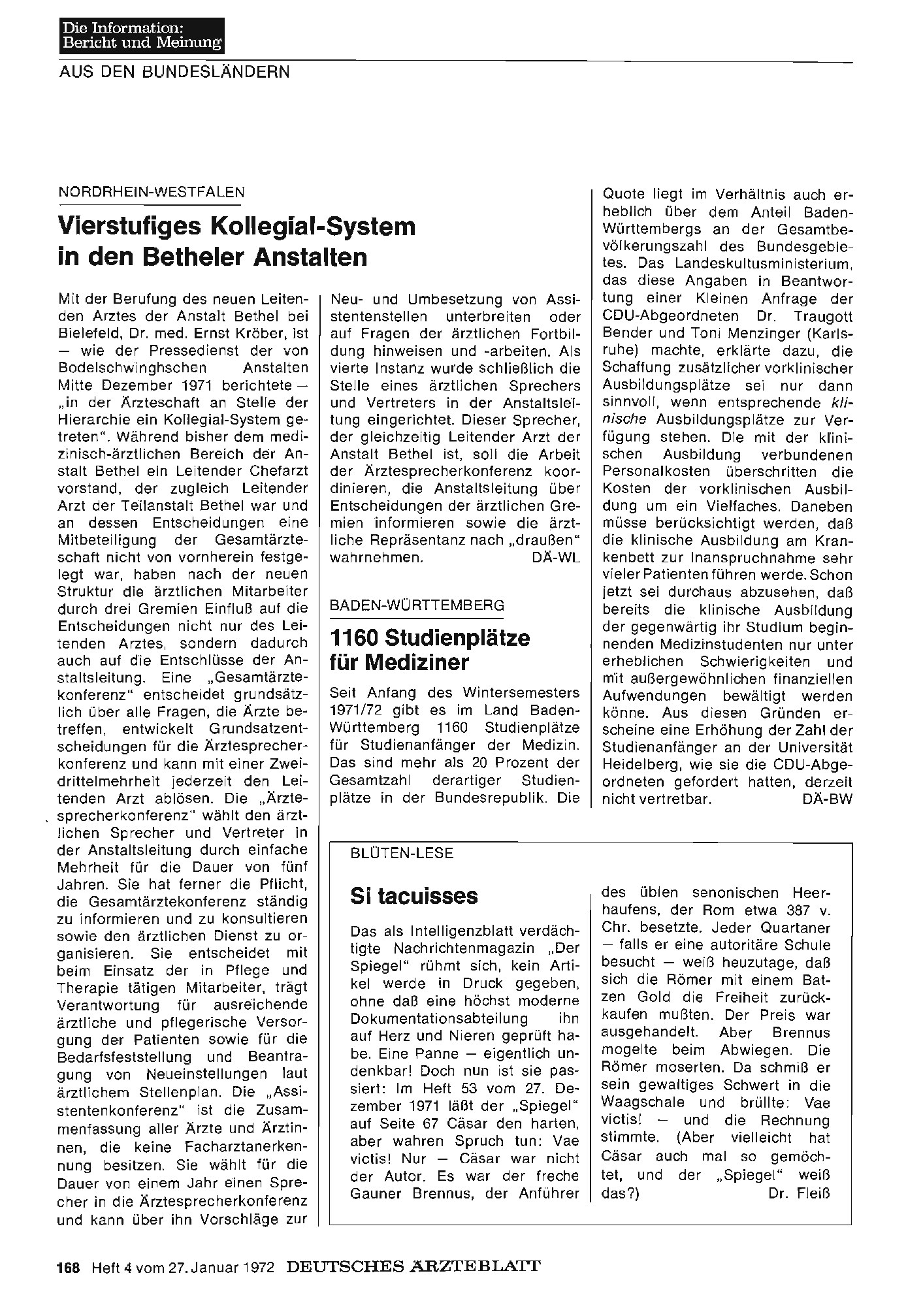 Vorschauseite 1: Baden-Württemberg: 1160 Studienplätze für Mediziner