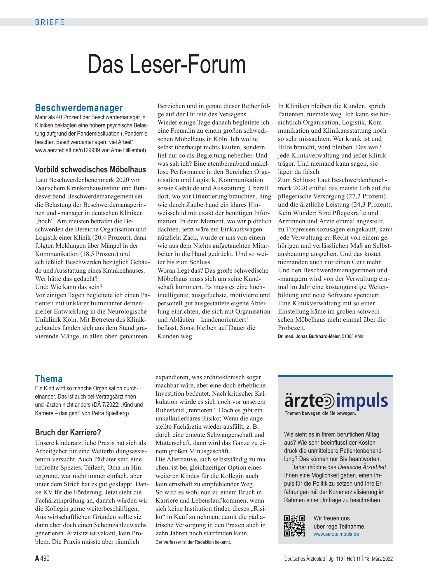Vorschauseite 1: www.aerzteimpuls.de – Deutsches Ärzteblatt