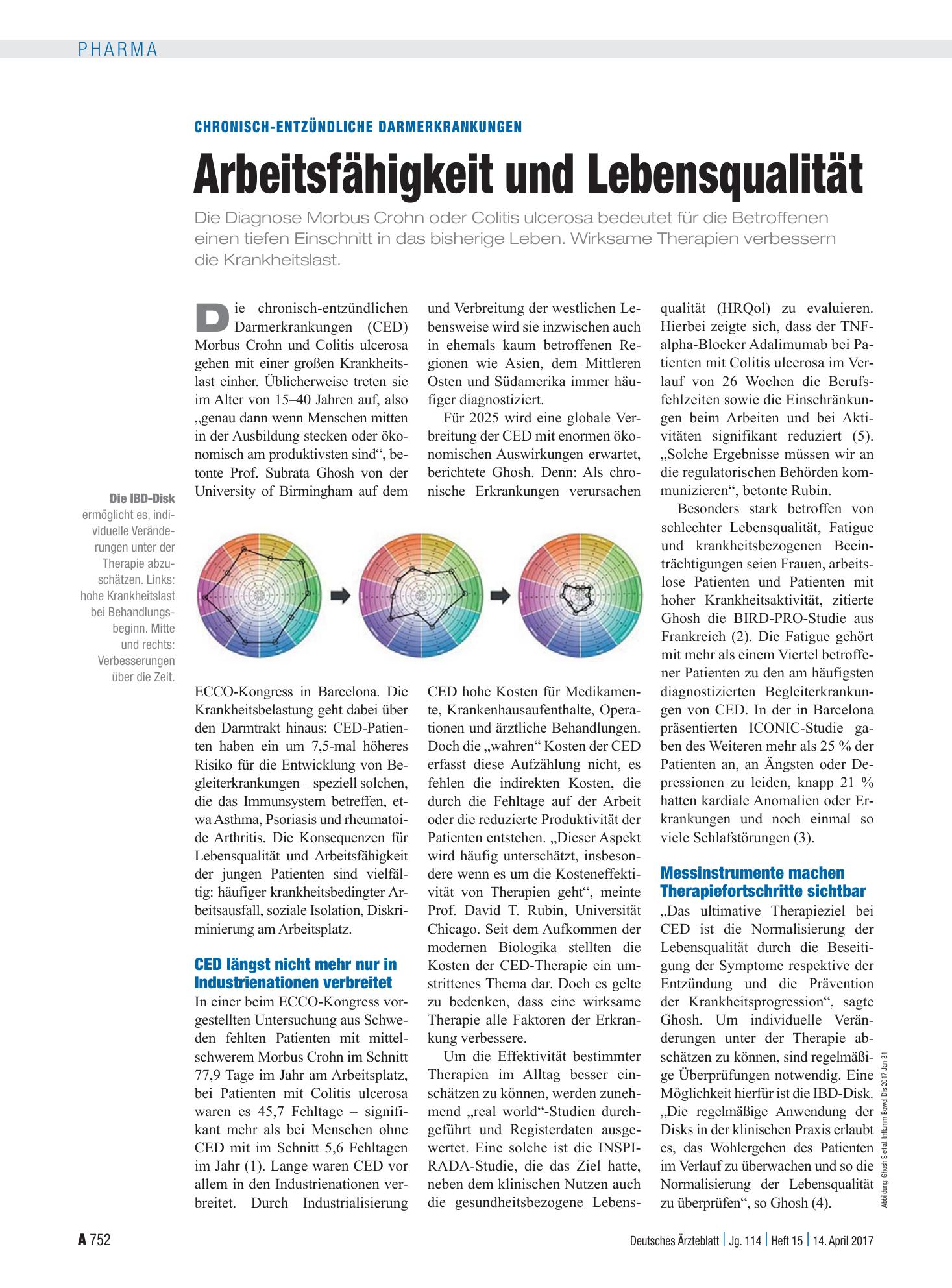Vorschauseite 1: Chronisch-entzündliche Darmerkrankungen: Arbeitsfähigkeit und Lebensqualität – Deutsches Ärzteblatt