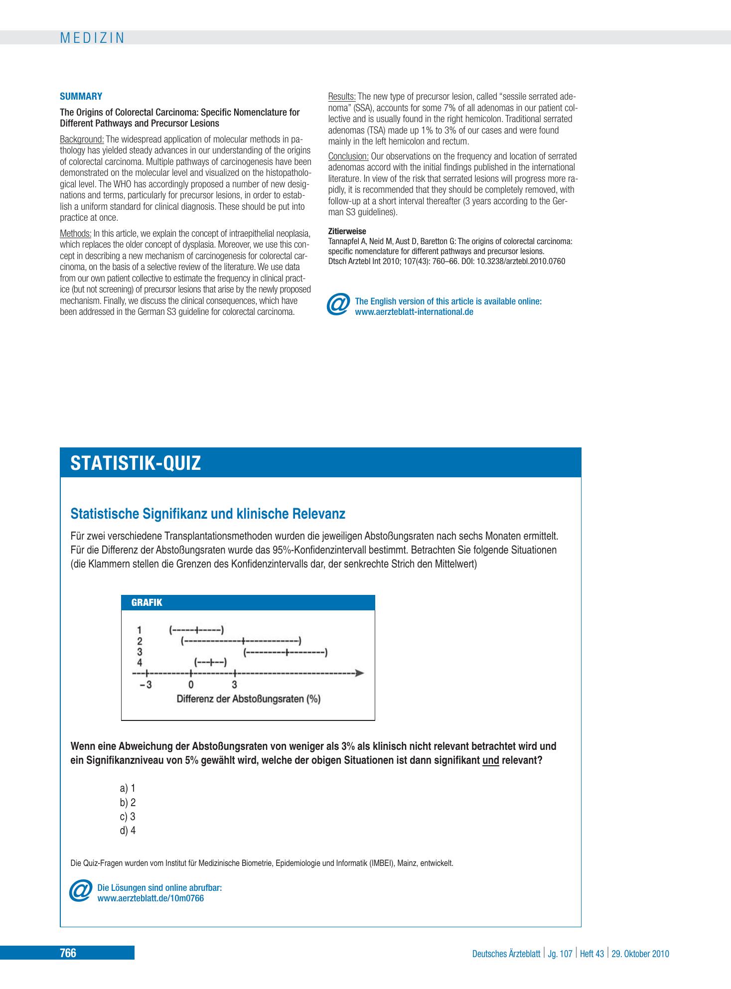 Vorschauseite 1: Statistische Signifikanz und klinische Relevanz – Deutsches Ärzteblatt