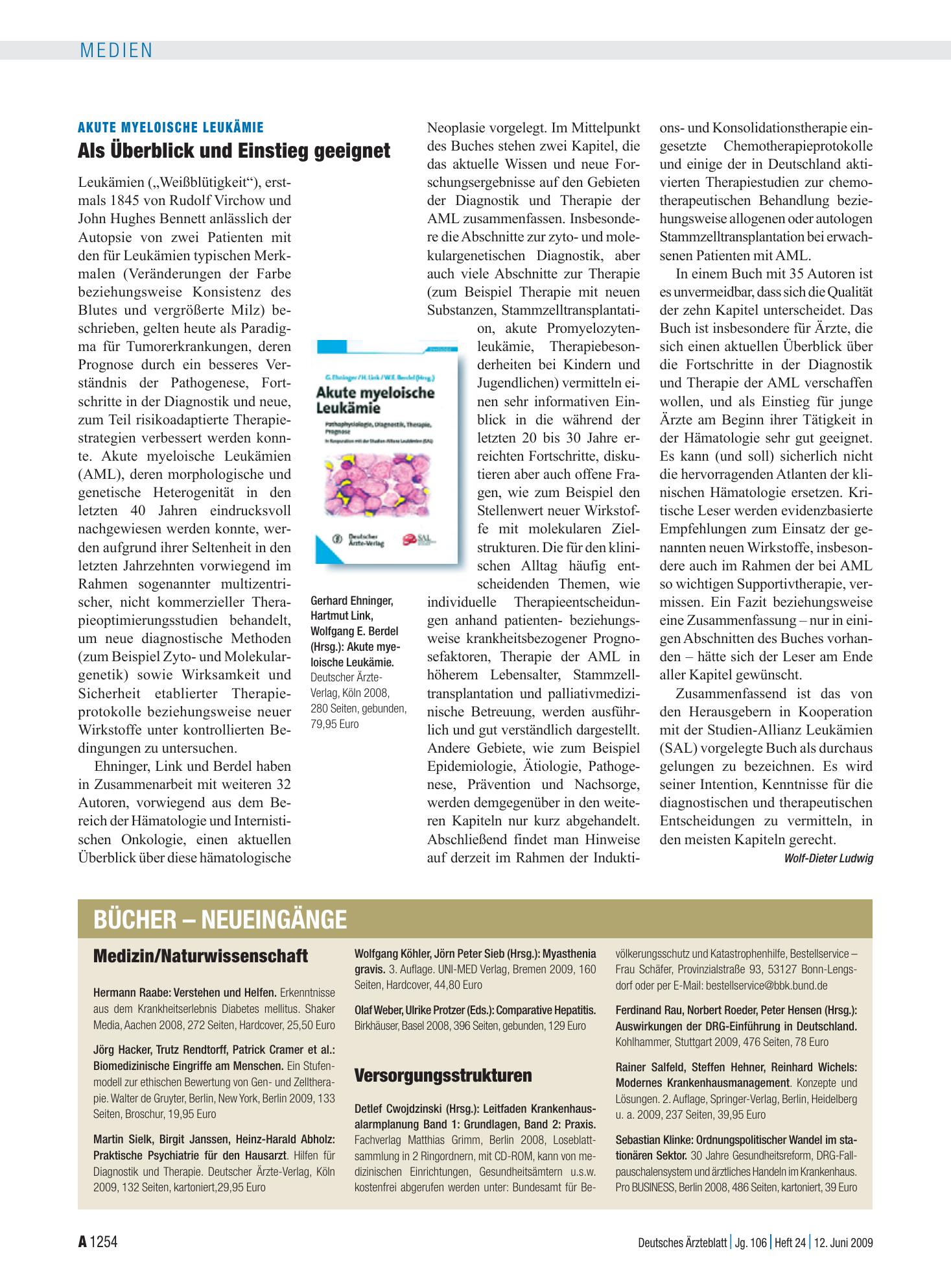 Vorschauseite 1: Bücher – Neueingänge – Deutsches Ärzteblatt