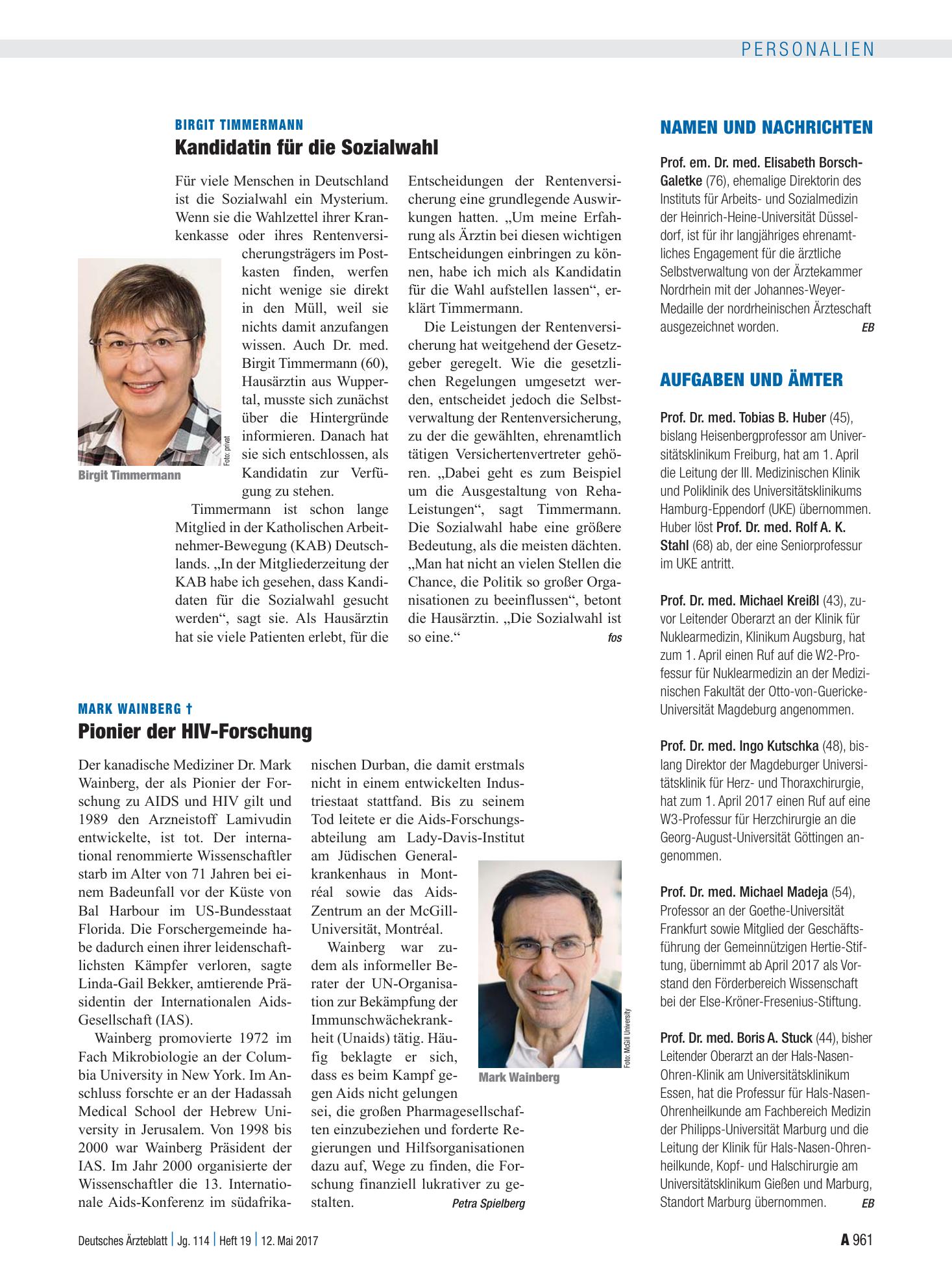 Vorschauseite 1: Aufgaben und Ämter – Deutsches Ärzteblatt