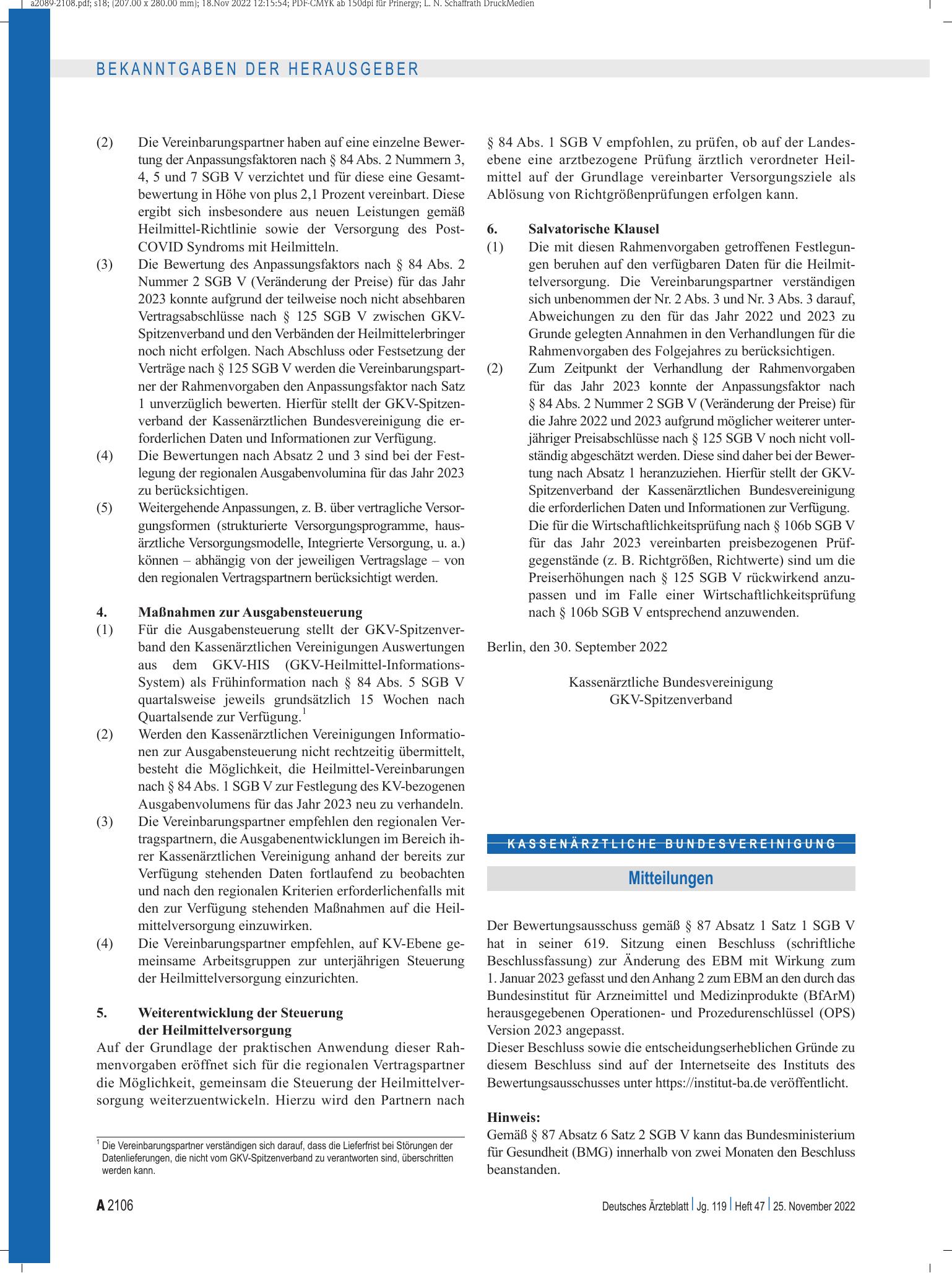 Vorschauseite 1: Mitteilungen – Deutsches Ärzteblatt