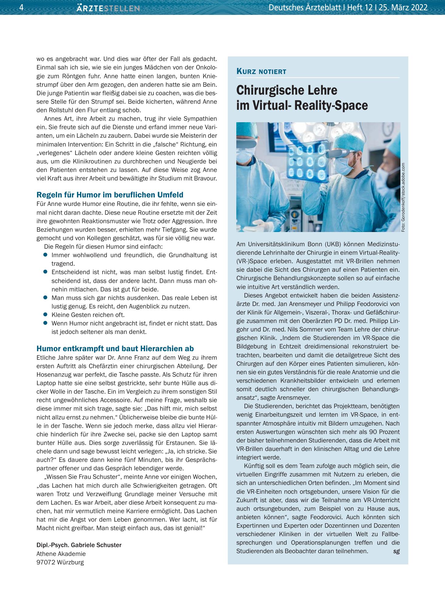 Vorschauseite 1: Chirurgische Lehre im Virtual- Reality-Space – Deutsches Ärzteblatt