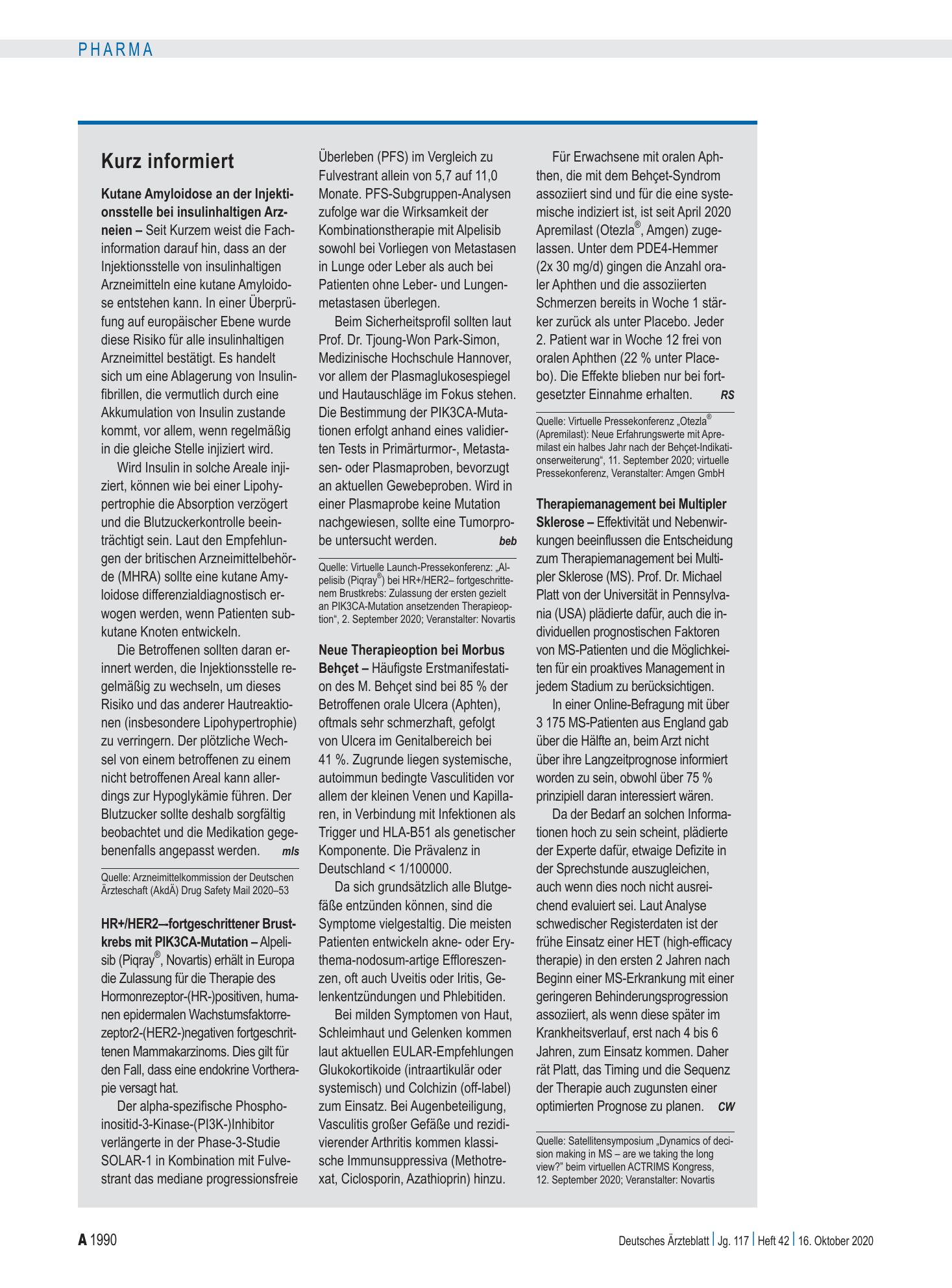 Vorschauseite 1: Kurz informiert – Deutsches Ärzteblatt