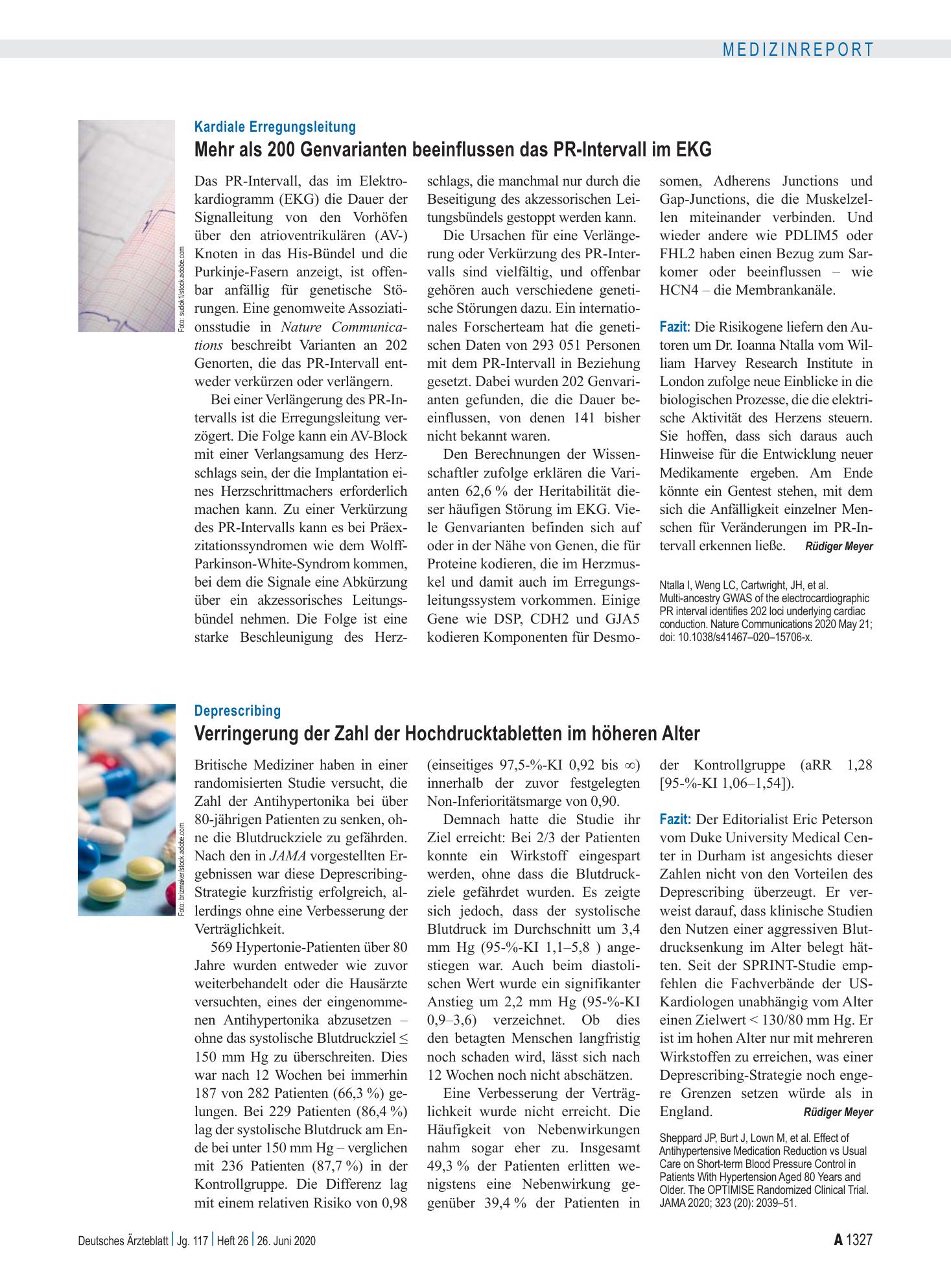 Vorschauseite 1: Kardiale Erregungsleitung: Mehr als 200 Genvarianten beeinflussen das PR-Intervall im EKG – Deutsches Ärzteblatt