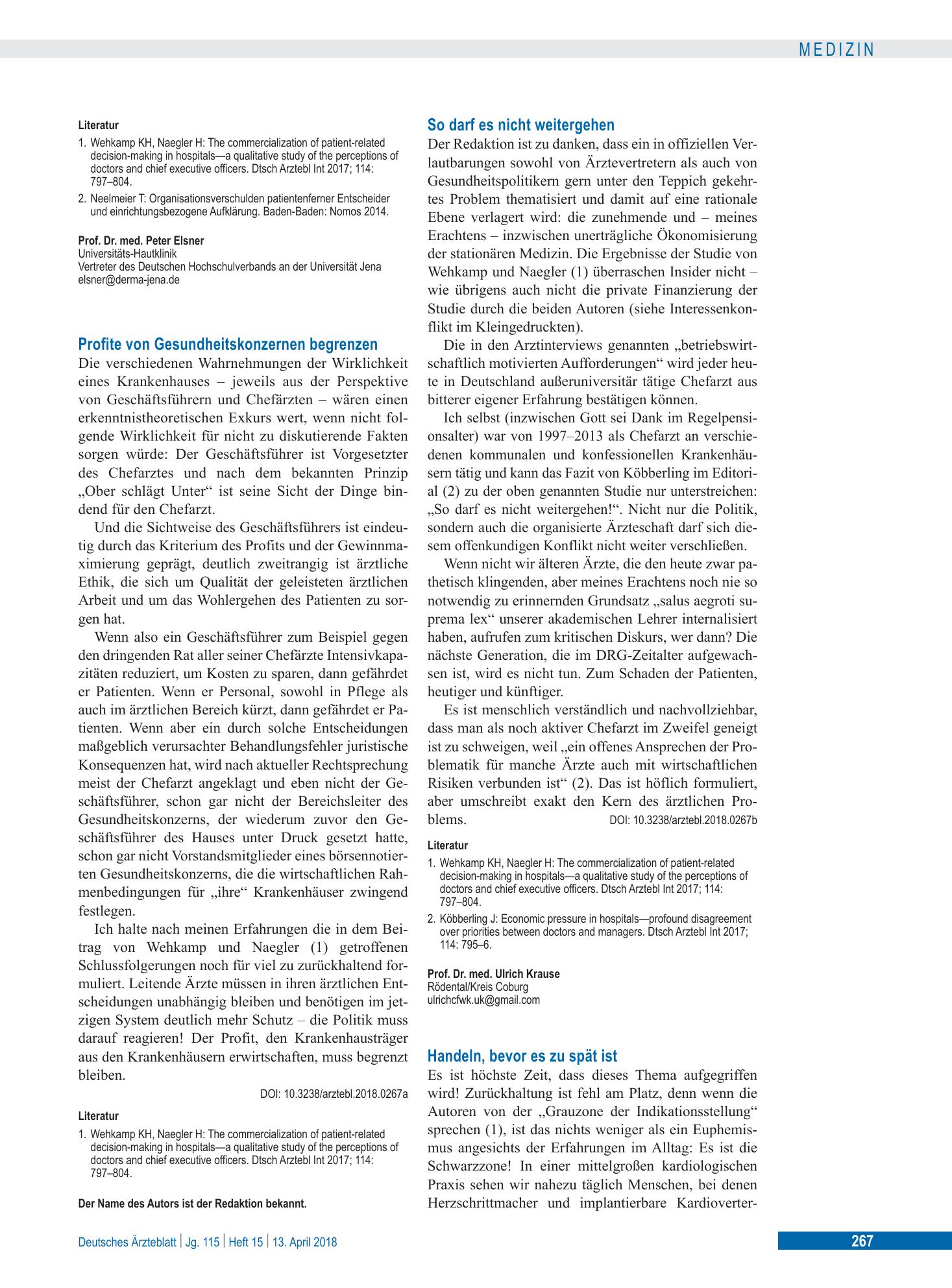 Vorschauseite 1: So darf es nicht weitergehen – Deutsches Ärzteblatt