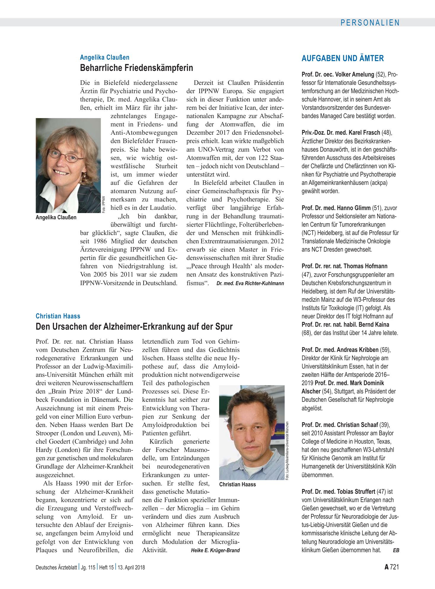 Vorschauseite 1: Aufgaben und Ämter – Deutsches Ärzteblatt