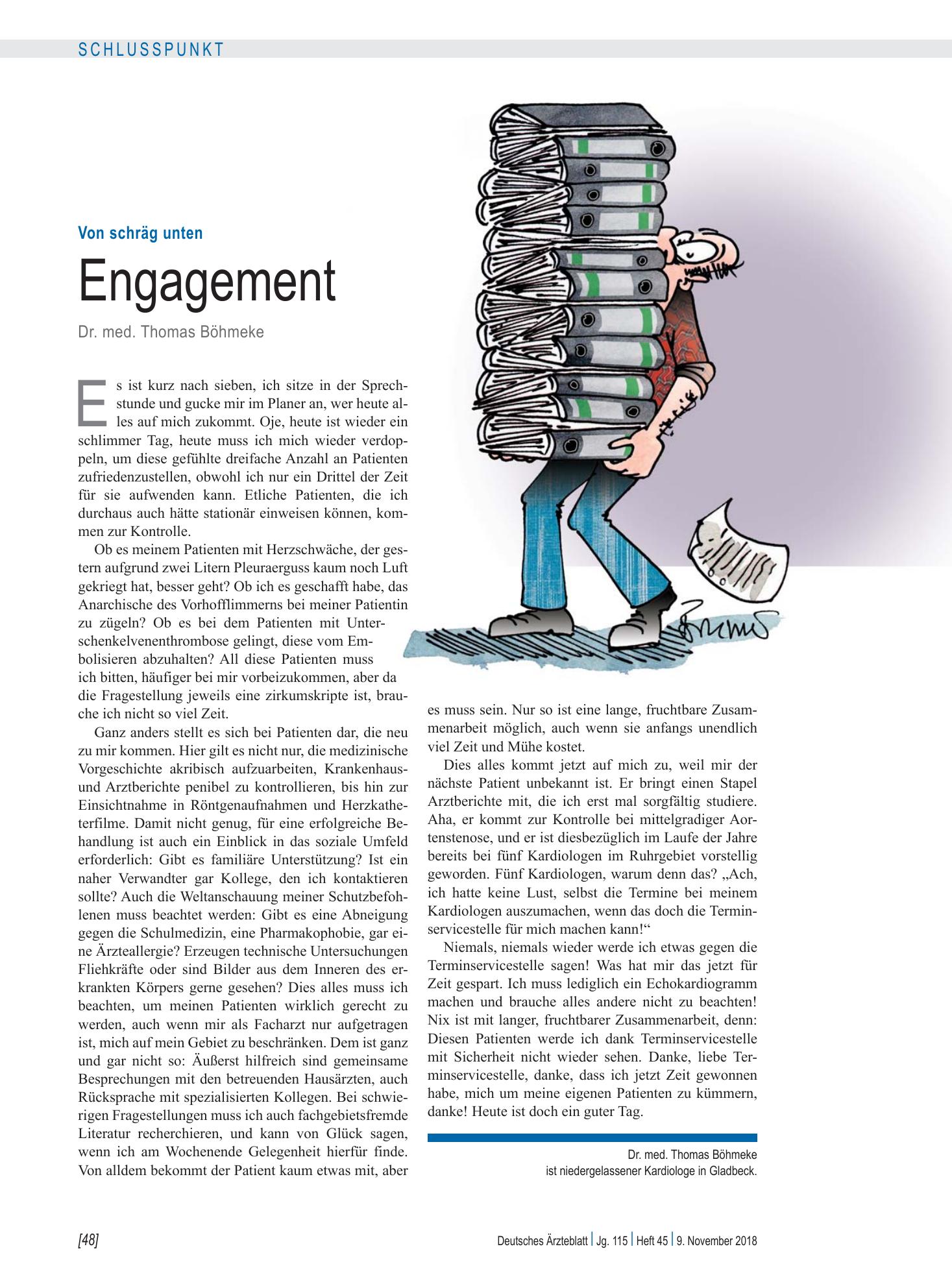 Vorschauseite 1: Von schräg unten: Engagement – Deutsches Ärzteblatt