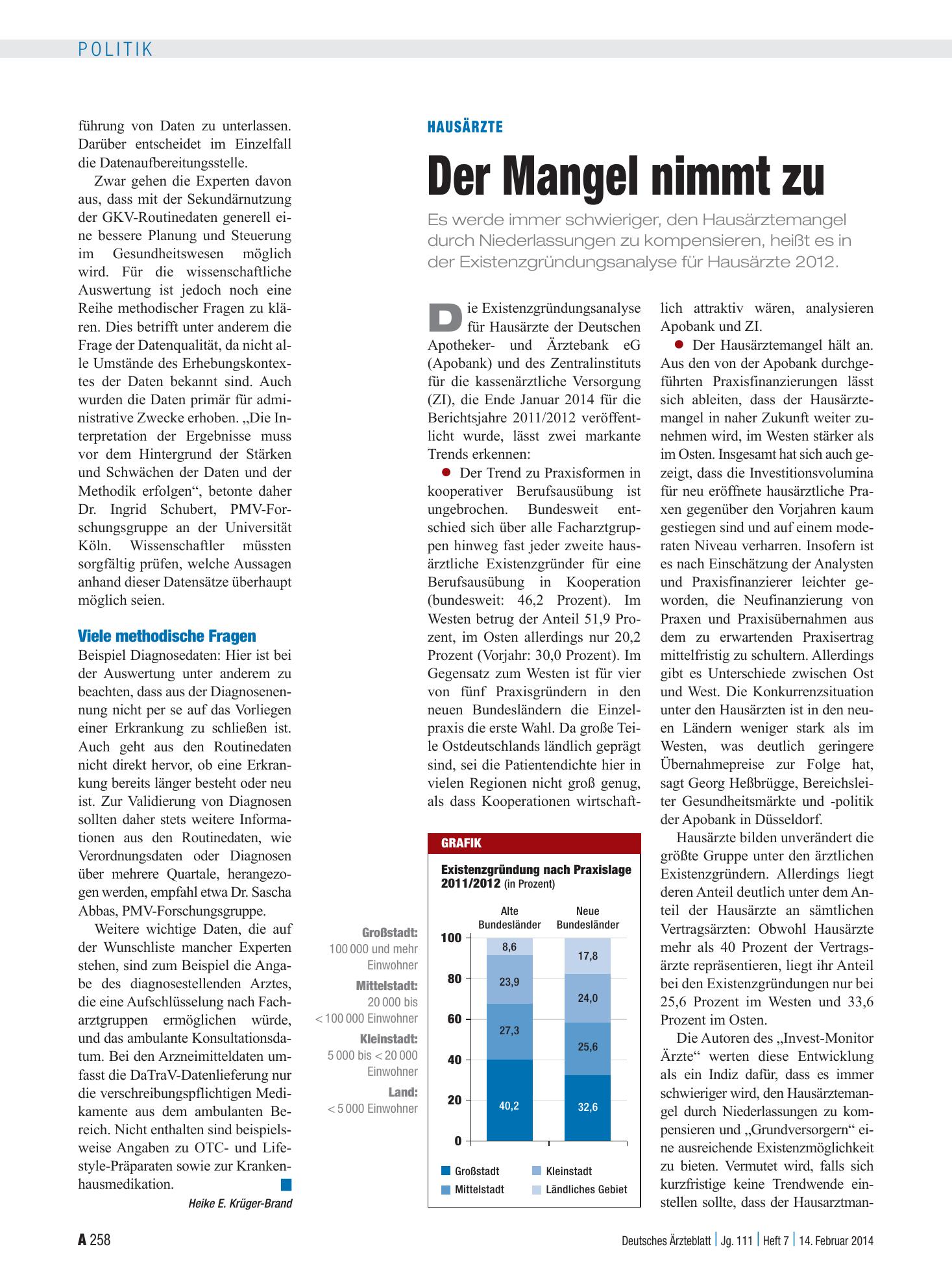 Vorschauseite 1: Hausärzte: Der Mangel nimmt zu – Deutsches Ärzteblatt