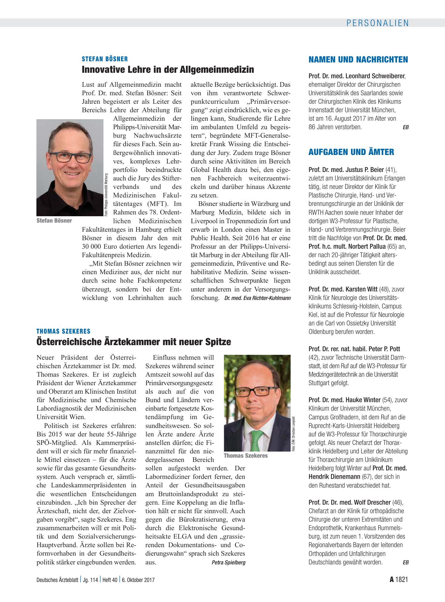 Vorschauseite 1: Aufgaben und Ämter – Deutsches Ärzteblatt