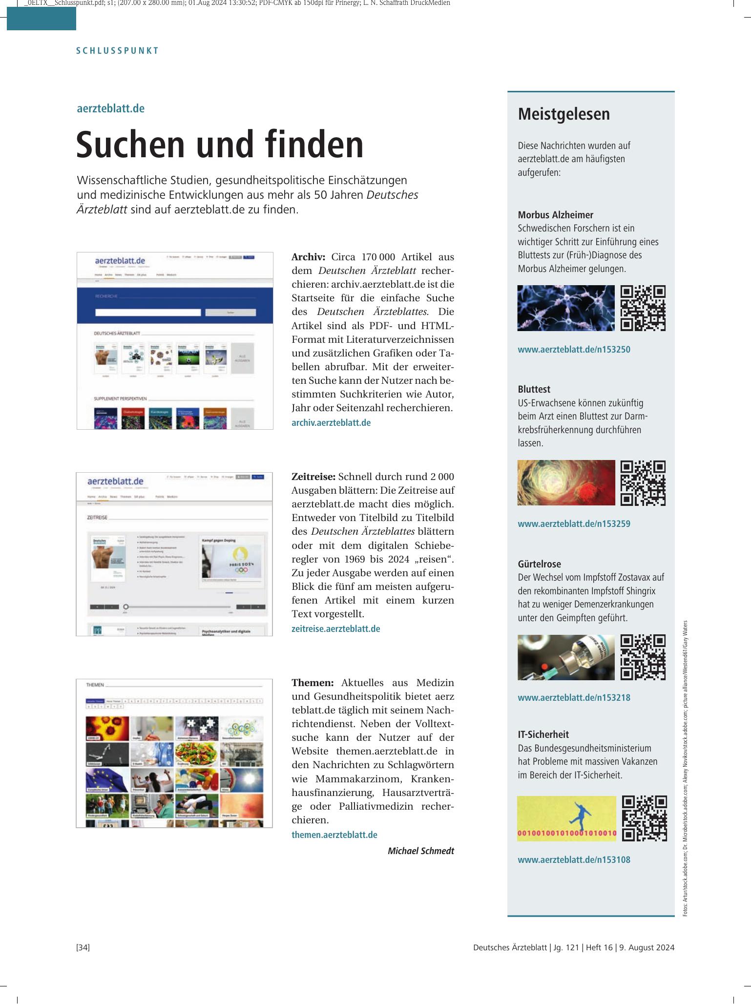 Vorschauseite 1: Meistgelesen – Deutsches Ärzteblatt