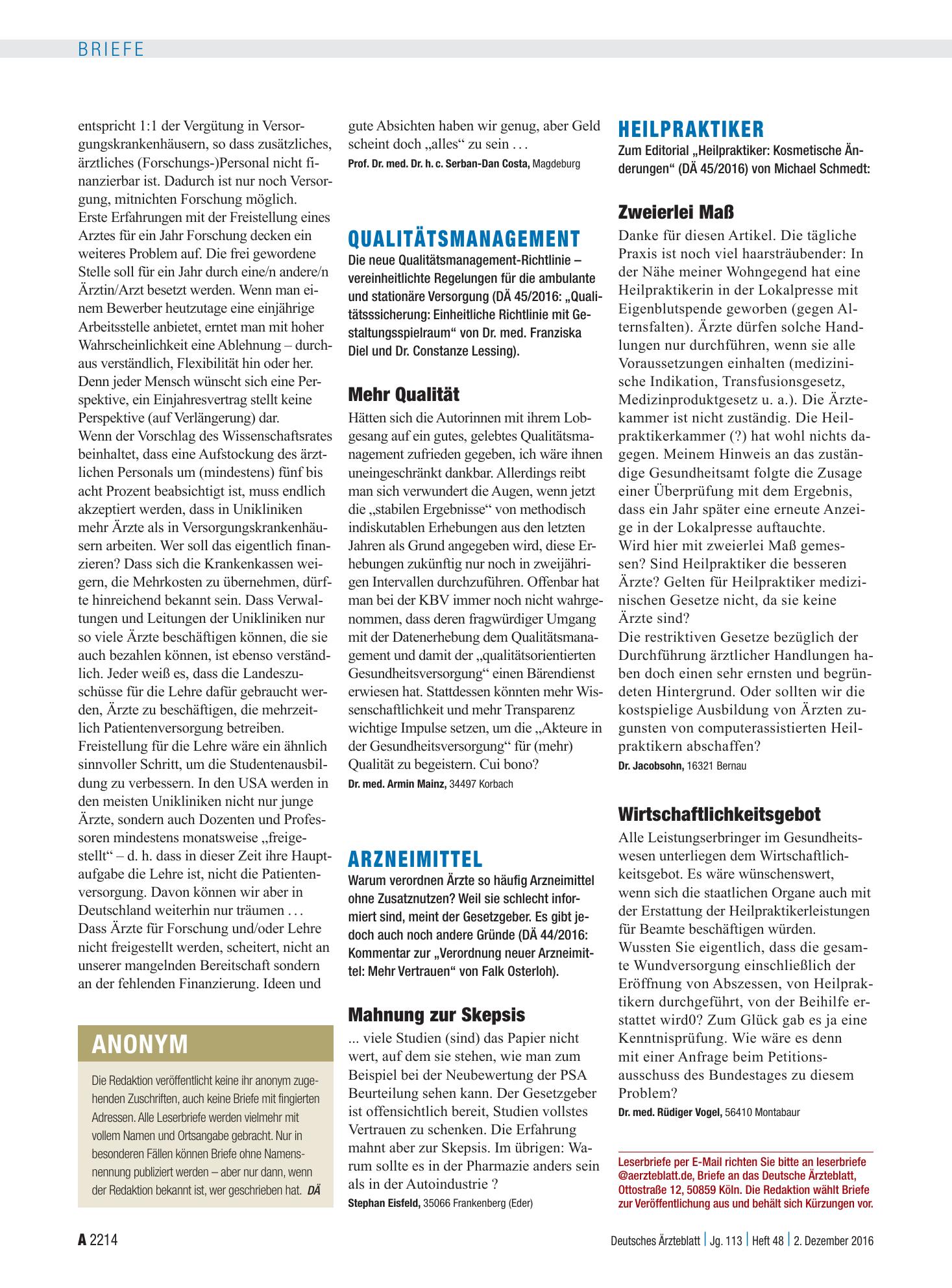 Vorschauseite 1: Qualitätsmanagement: Mehr Qualität – Deutsches Ärzteblatt