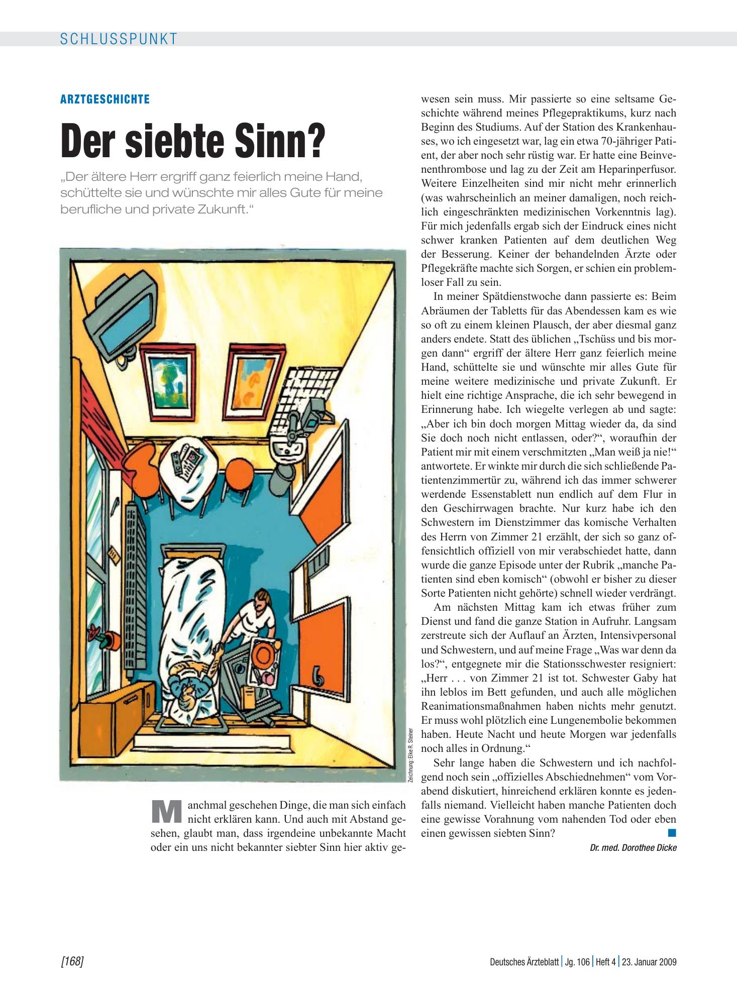 Vorschauseite 1: Arztgeschichte: Der siebte Sinn? – Deutsches Ärzteblatt