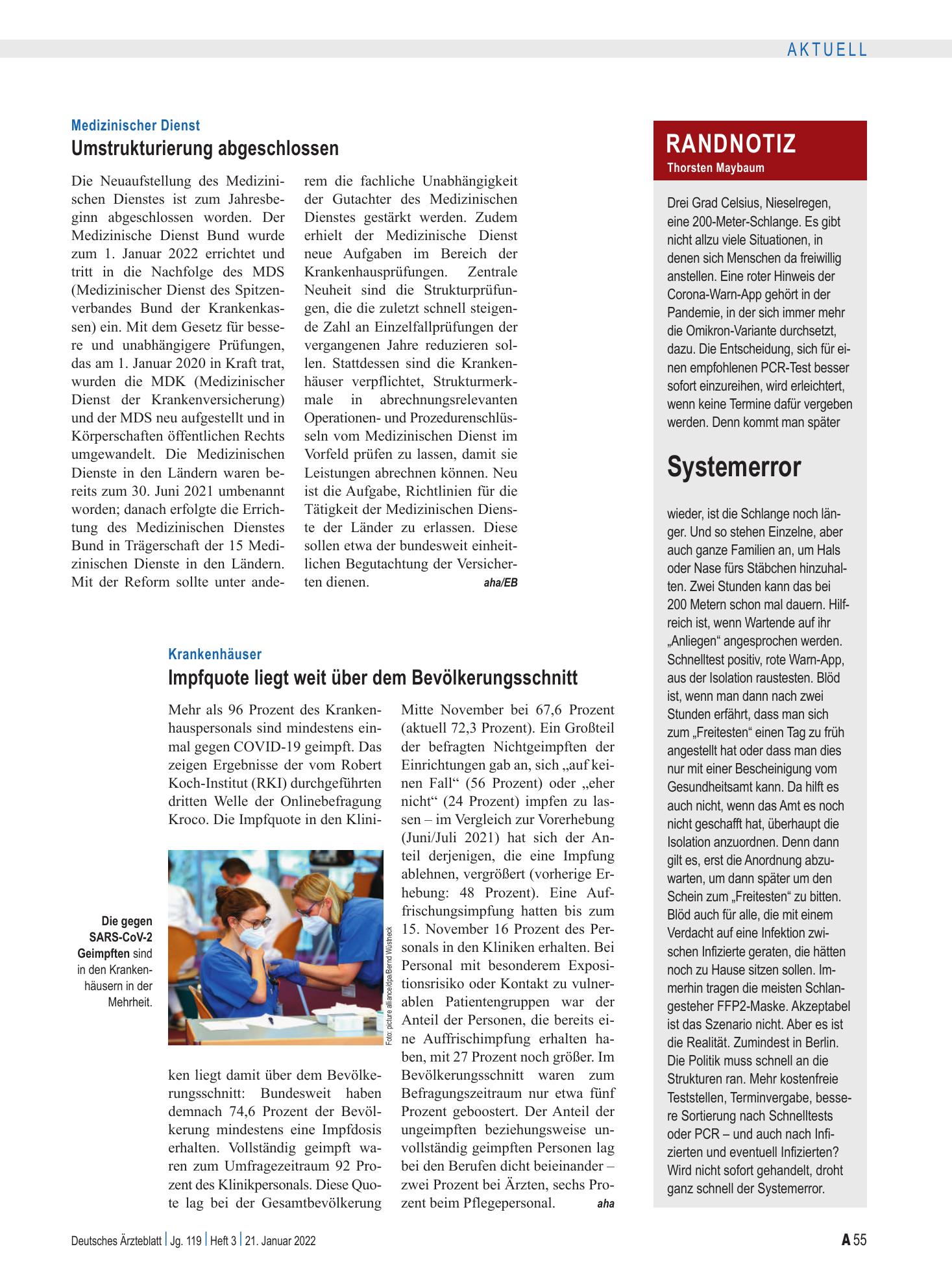 Vorschauseite 1: Randnotiz: Systemerror – Deutsches Ärzteblatt